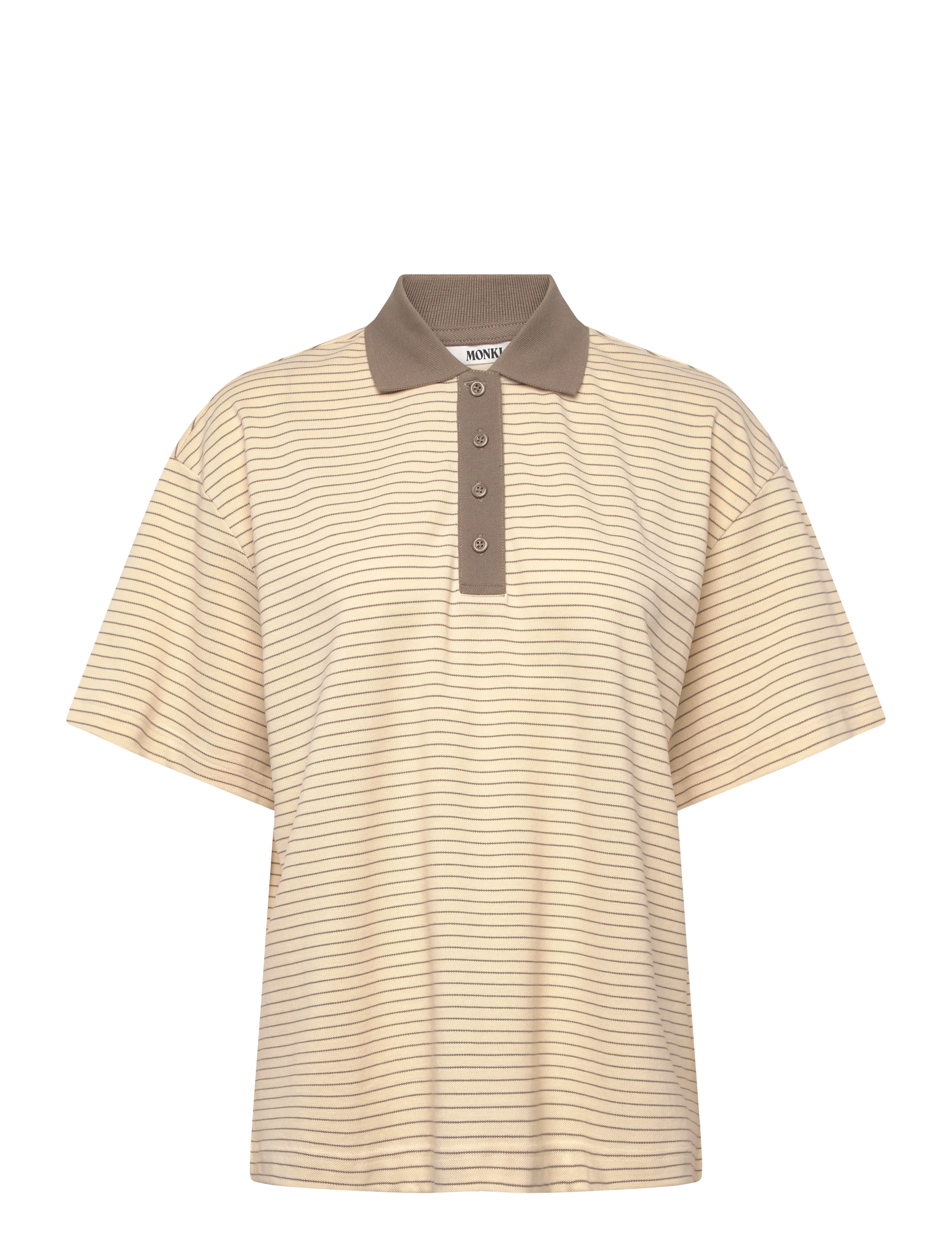 Monki Short-Sleeved Polo T-Shirt, Kvinder, Polo T-shirt, Cream, Str: XXS