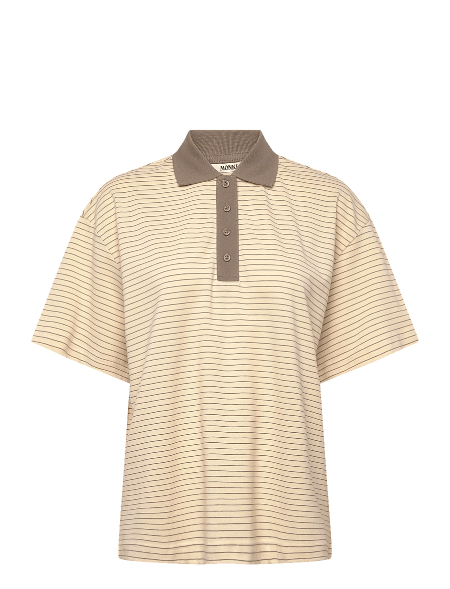 Monki - Short-sleeved polo t-shirt - polo shirts - yellow dusty light - 0