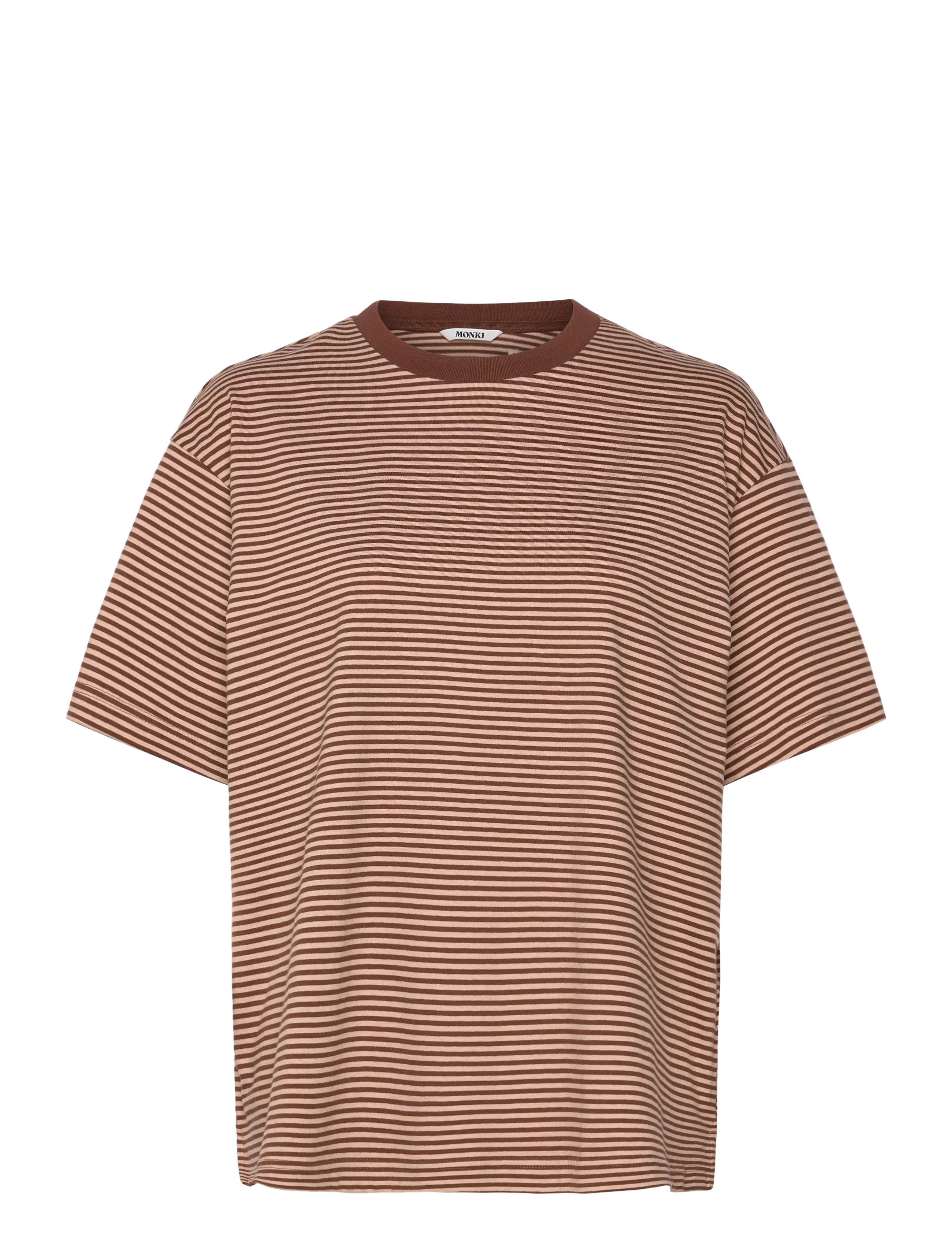 Monki Short-Sleeved Cotton T-Shirt, S, Brown, T-Shirts & Toppe > Kortærmede, Dame