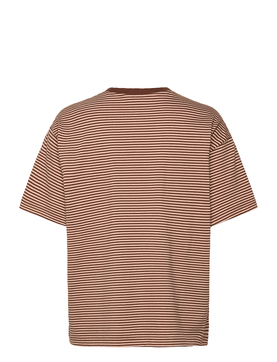 Monki - Short-Sleeved Cotton T-shirt - t-shirts - brown dark - 1