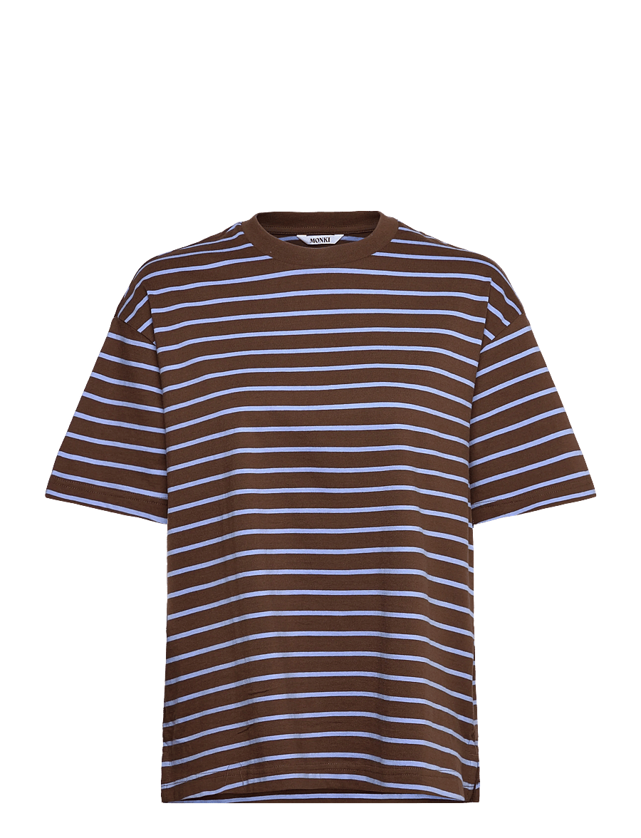 Monki - Short-Sleeved Cotton T-shirt - t-shirts - brown dark - 0
