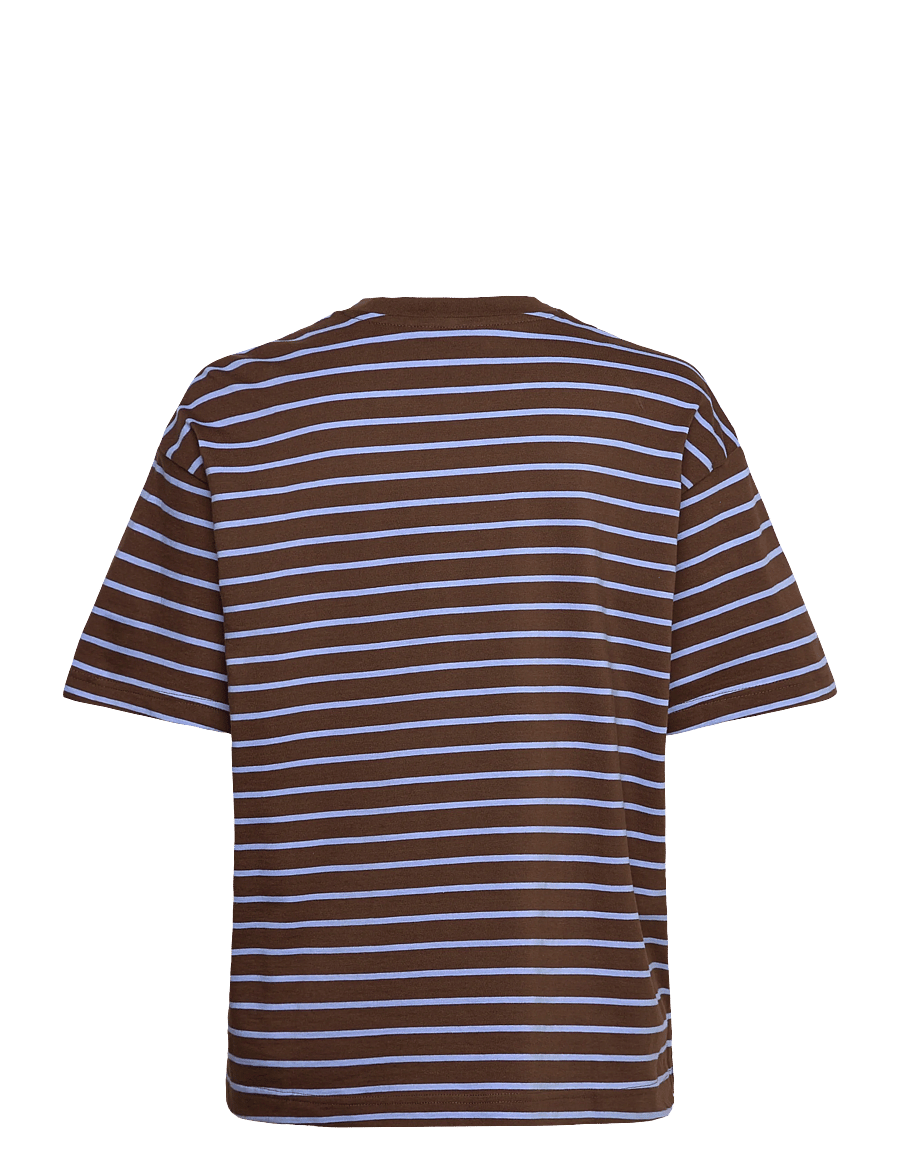Monki - Short-Sleeved Cotton T-shirt - t-shirts - brown dark - 1