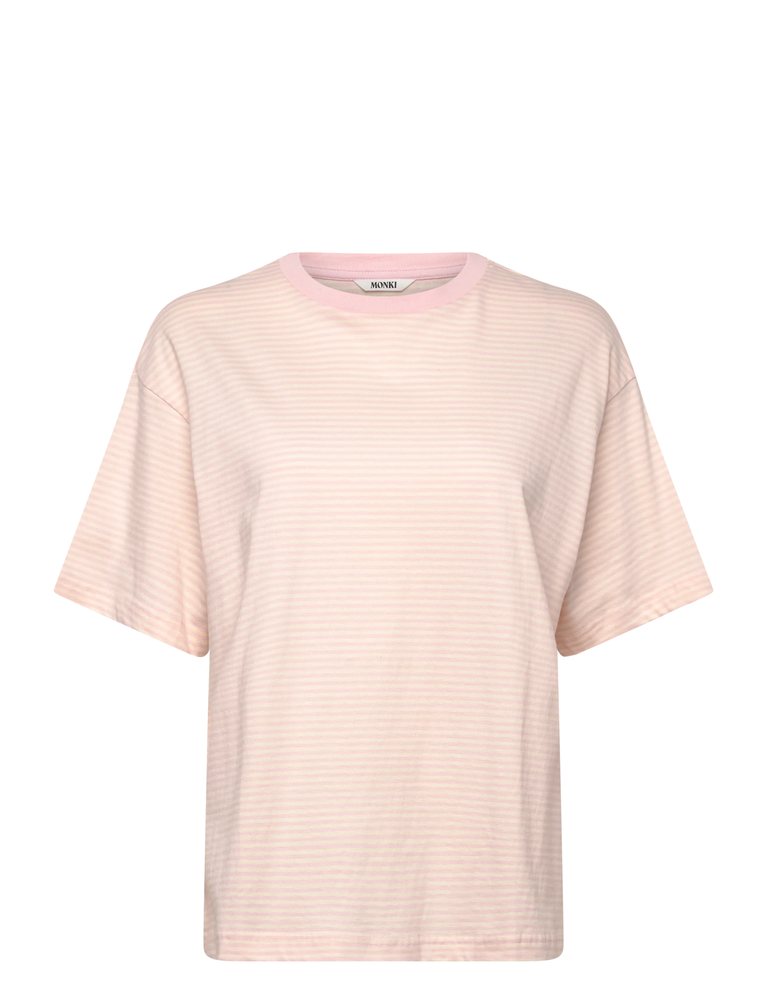 Monki Short-Sleeved Cotton T-shirt - Monki - PINK STRIPE / pink/rose