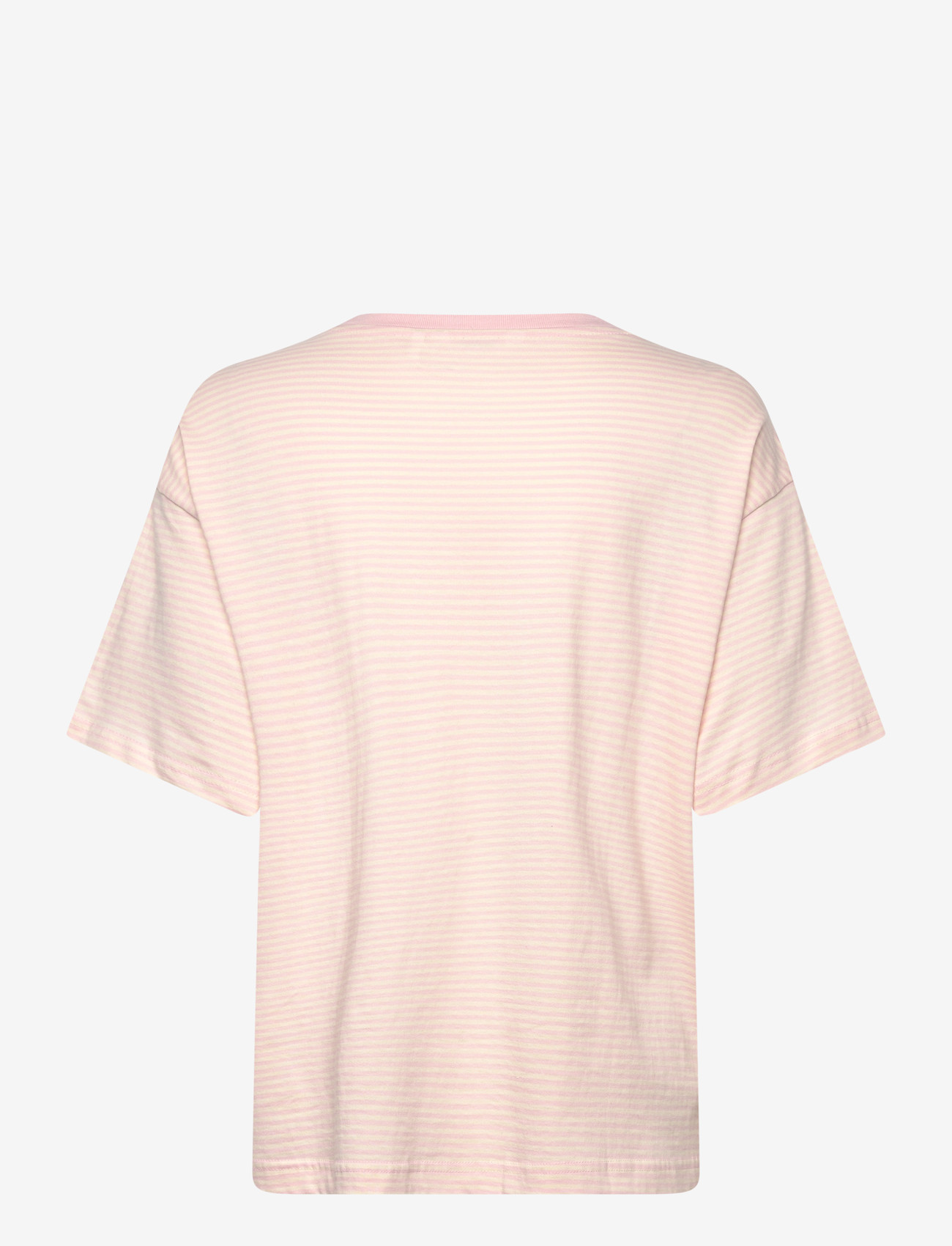 Monki - Short-Sleeved Cotton T-shirt - t-shirts - pink stripe - 1