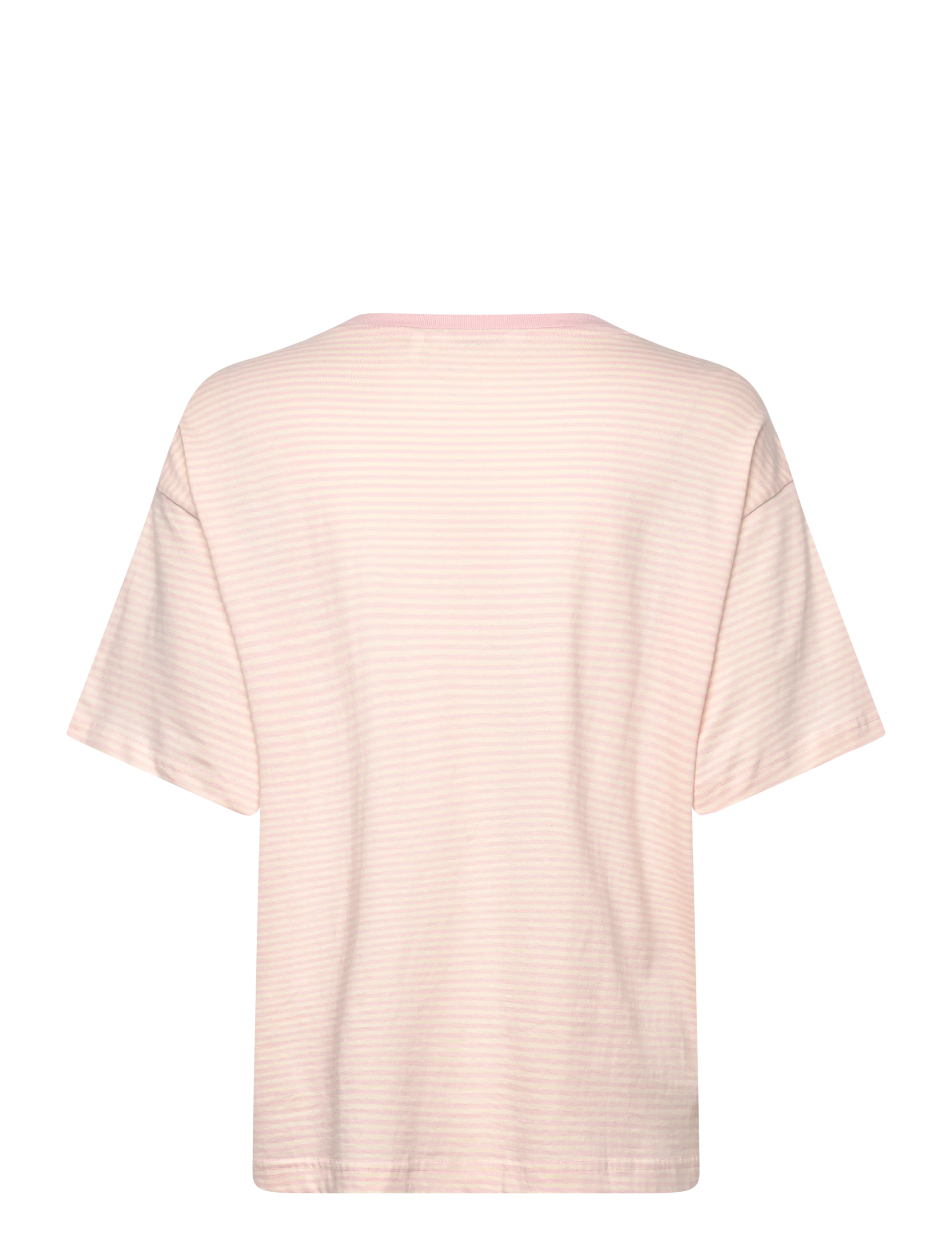 Monki - Short-Sleeved Cotton T-shirt - t-shirts - pink stripe - 1