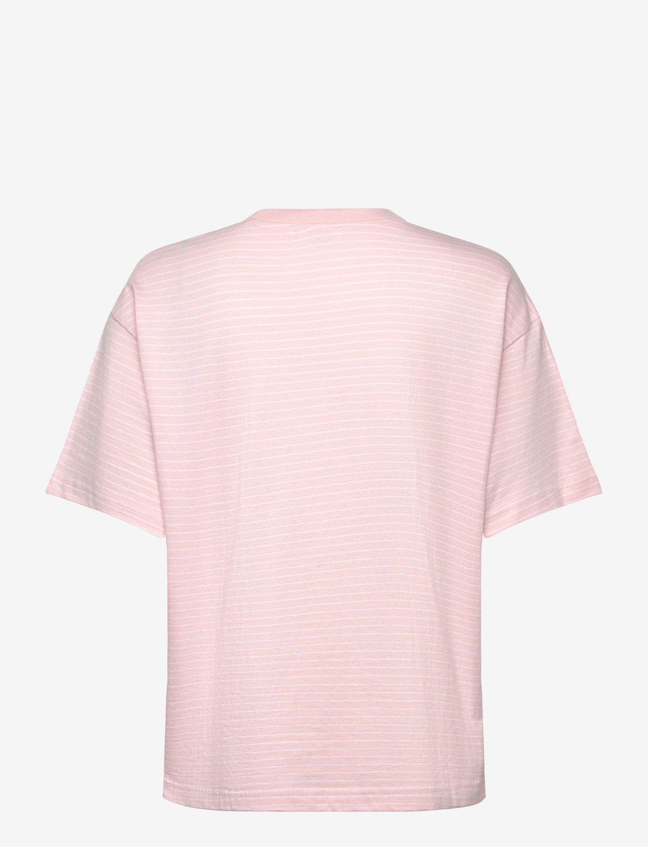 Monki - Short-Sleeved Cotton T-shirt - t-shirts - pink/white stripe - 1