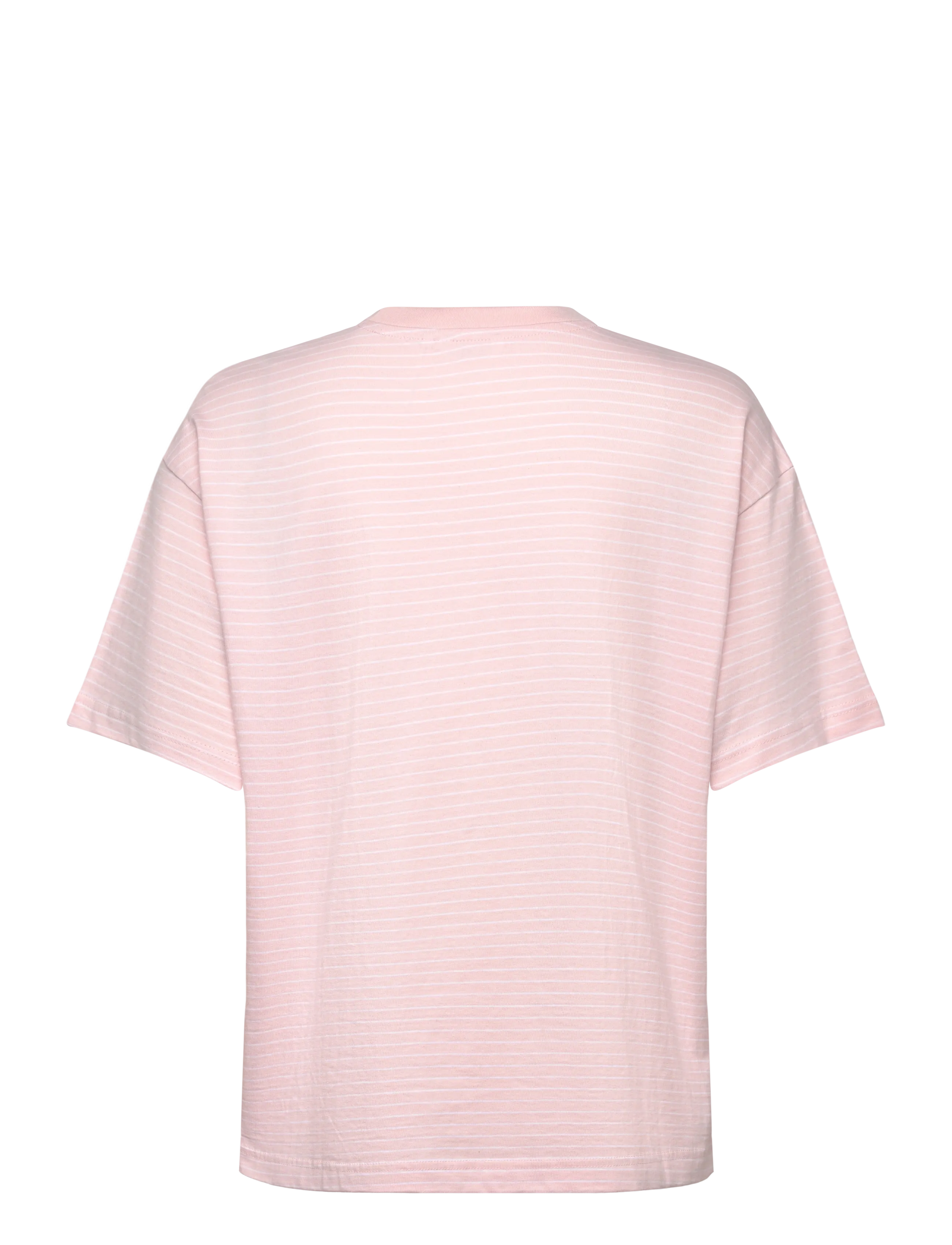 Monki - Short-Sleeved Cotton T-shirt - t-shirts - pink/white stripe - 1