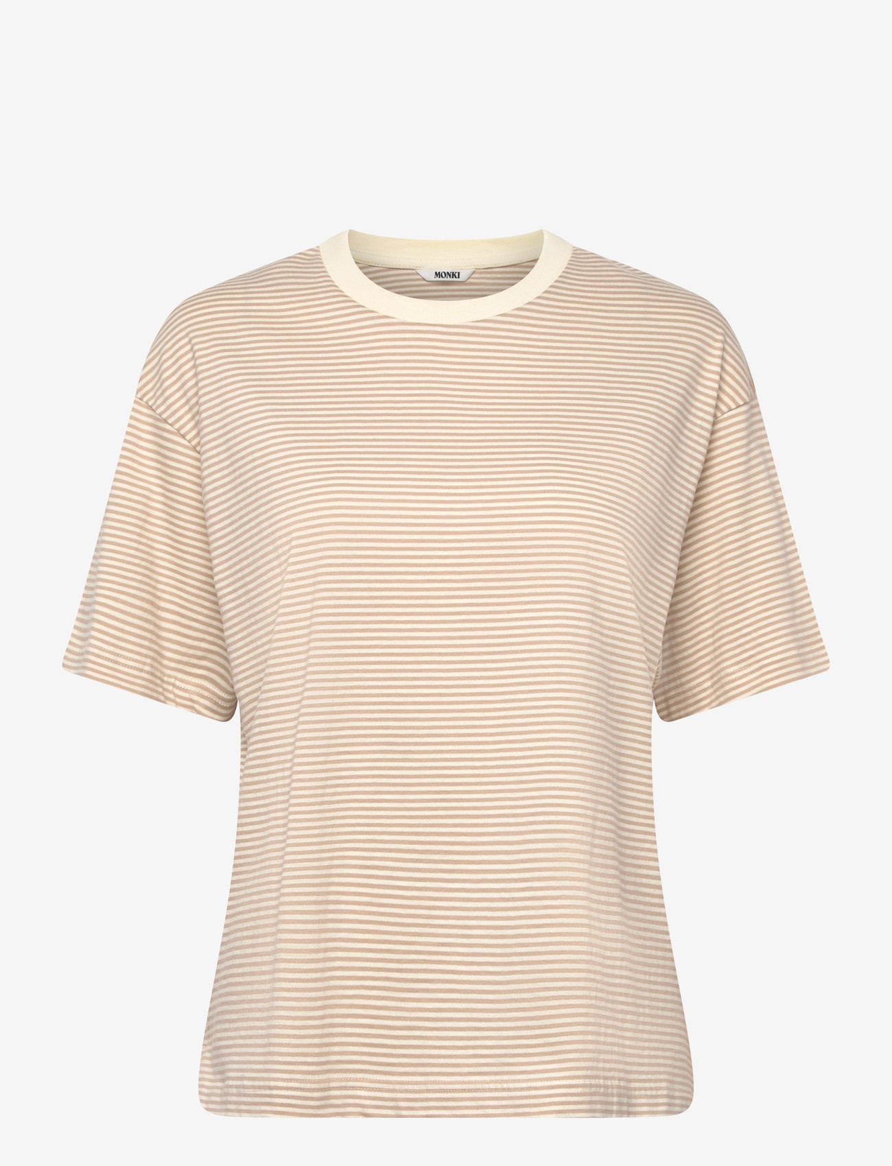 Monki - Short-Sleeved Cotton T-shirt - t-shirts - yellow dusty light - 0