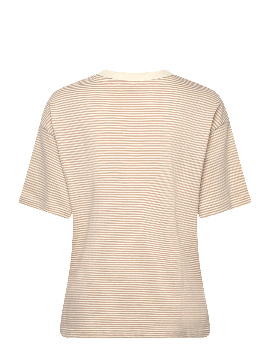 Monki - Short-Sleeved Cotton T-shirt - t-shirts - yellow dusty light - 1