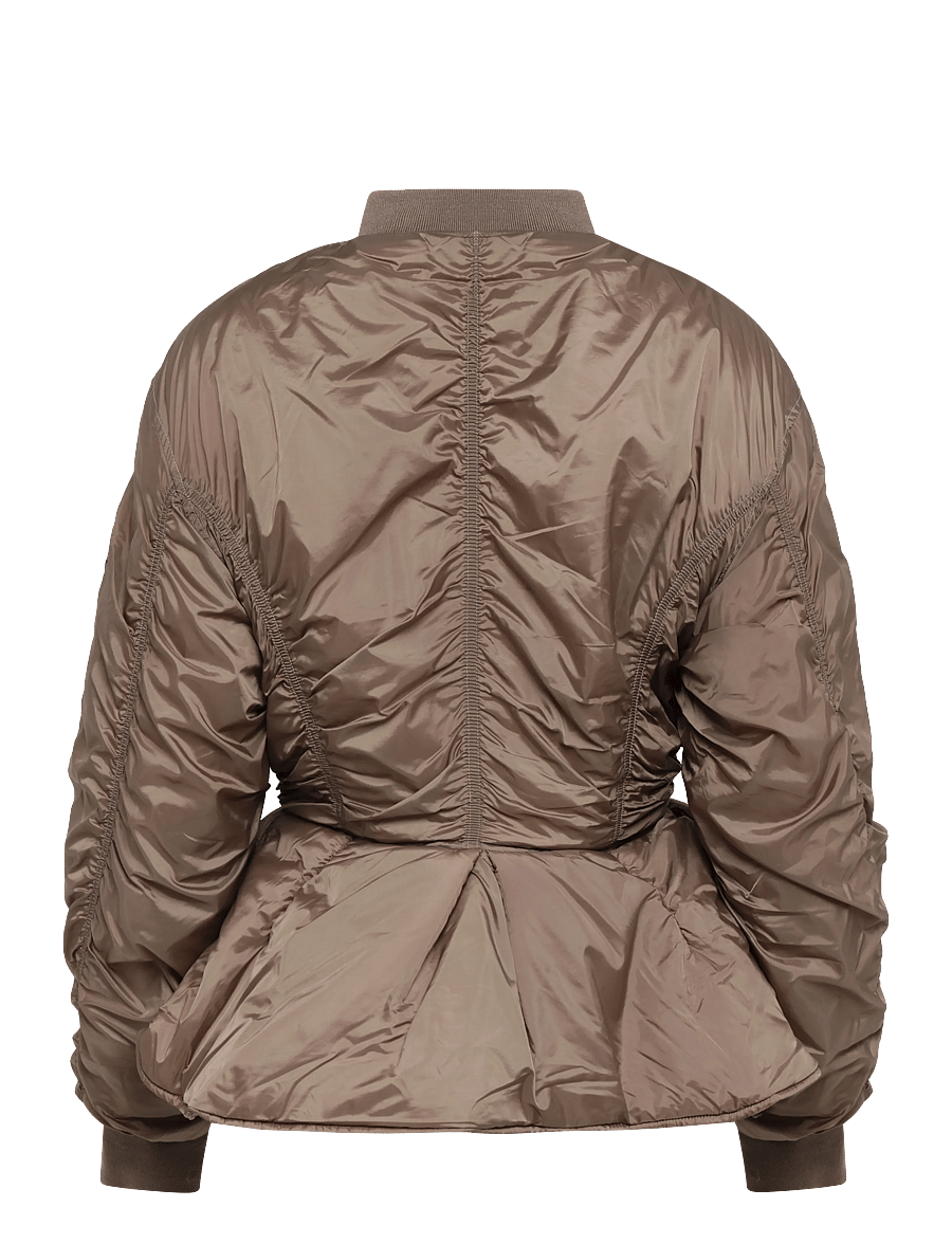 Monki - Slim Ruched Peplum Bomber Jacket - light jackets - mole medium dusty - 1