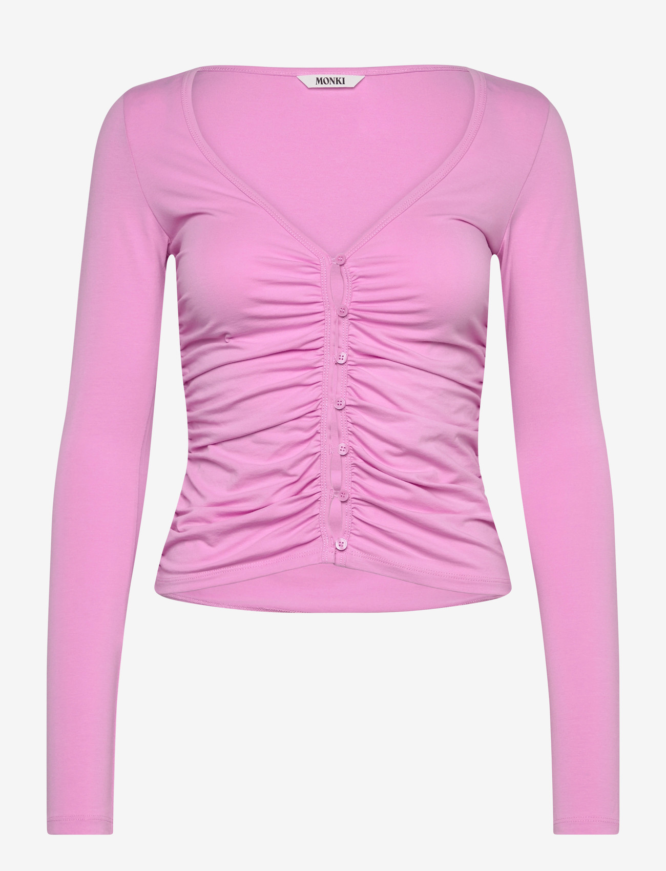 Monki - BELLE B RUCHED V-NECK CARDIGAN - cardigans - pink medium - 0