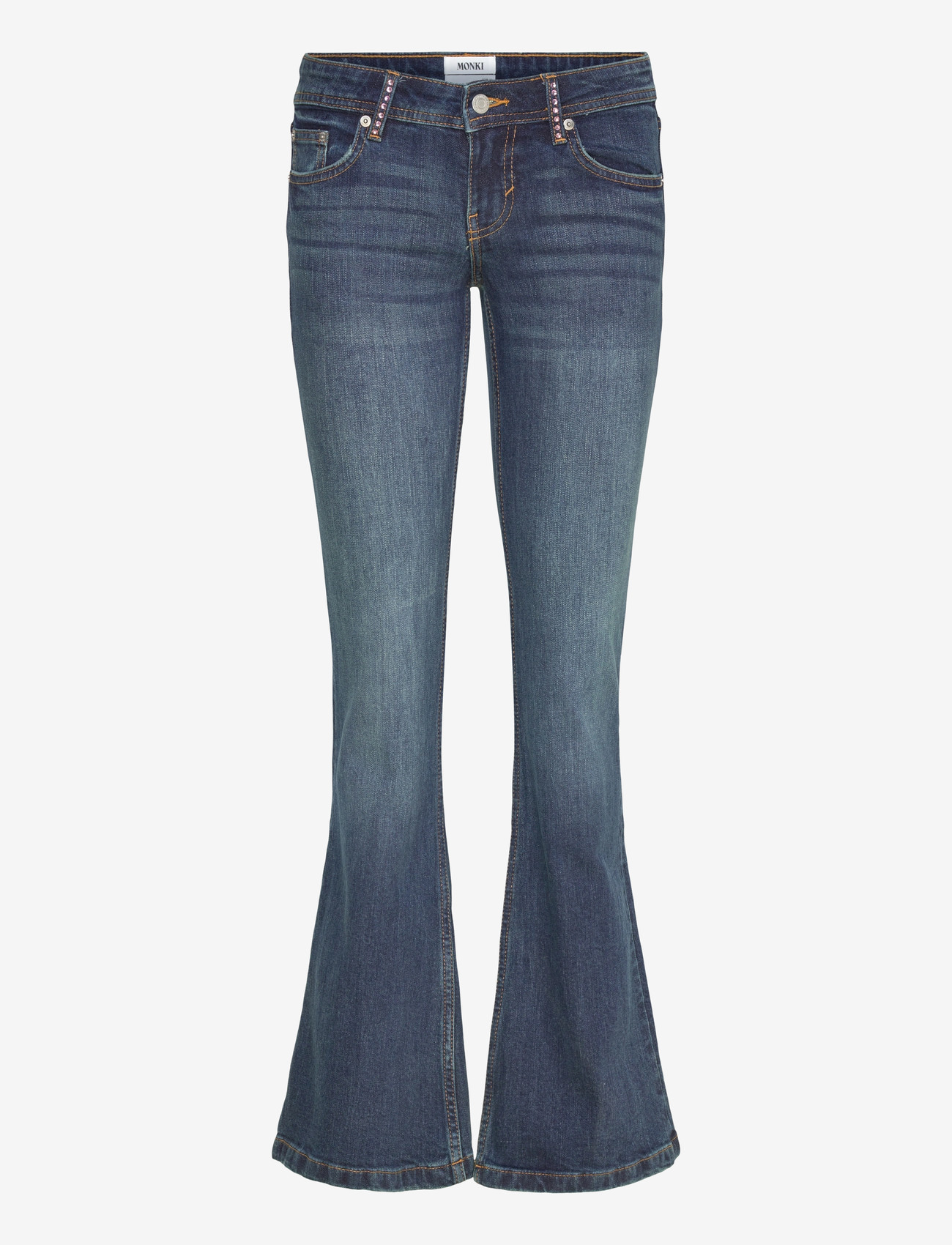 Monki - Embellished jeans - schlaghosen - denim blue dark - 0