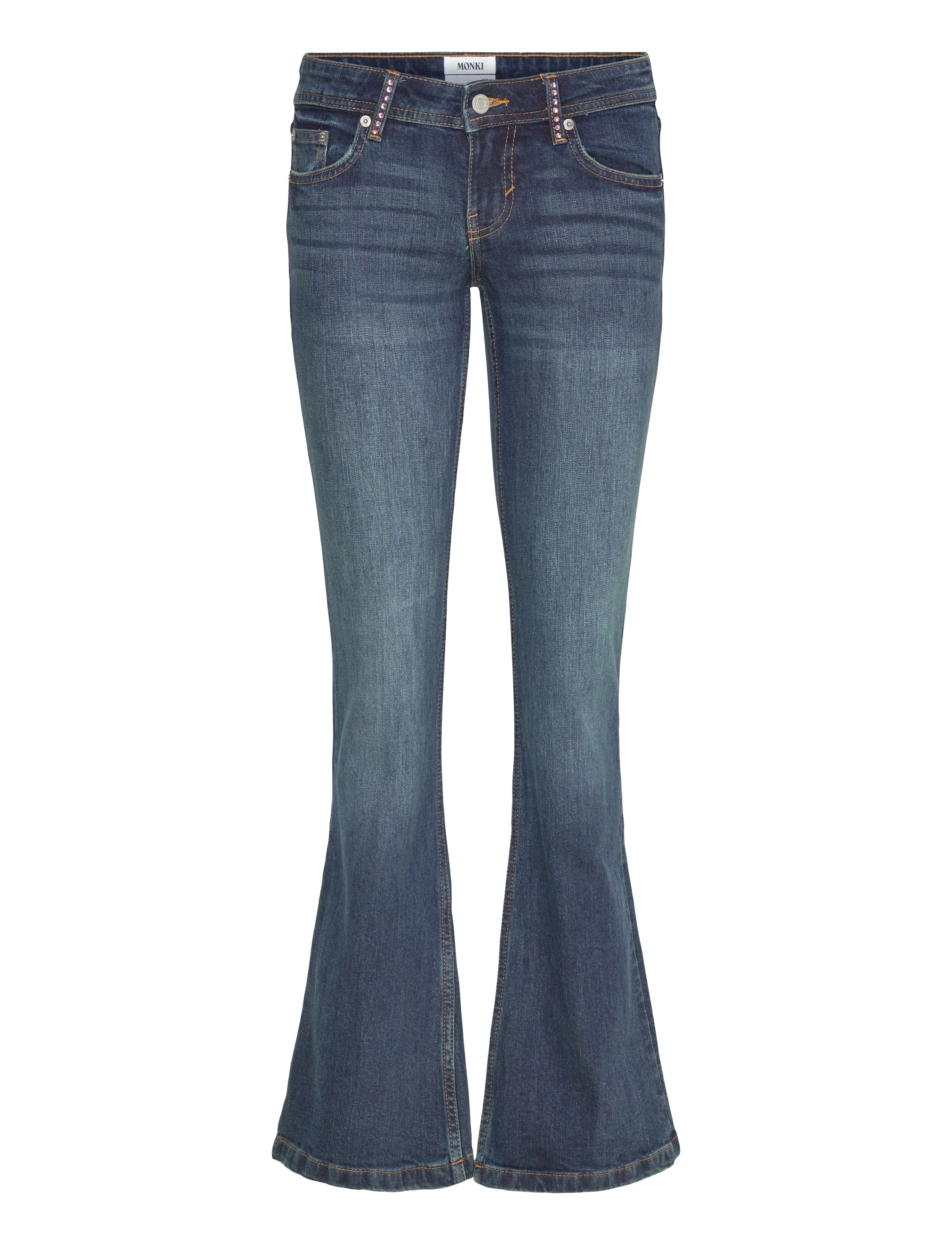 Monki Embellished jeans - Transitional Layering - DENIM BLUE DARK / blue