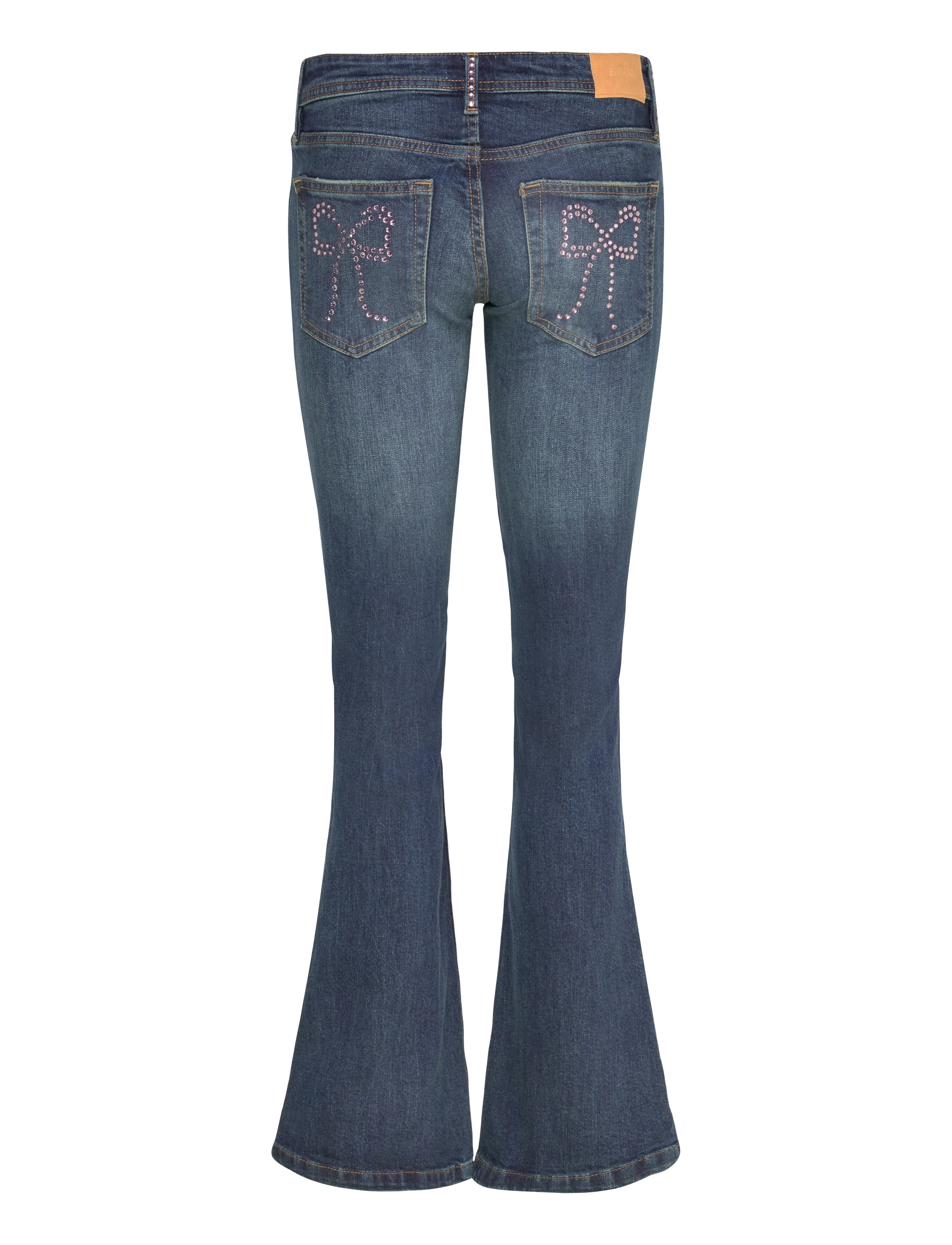 Monki - Embellished jeans - utsvängda jeans - denim blue dark - 1
