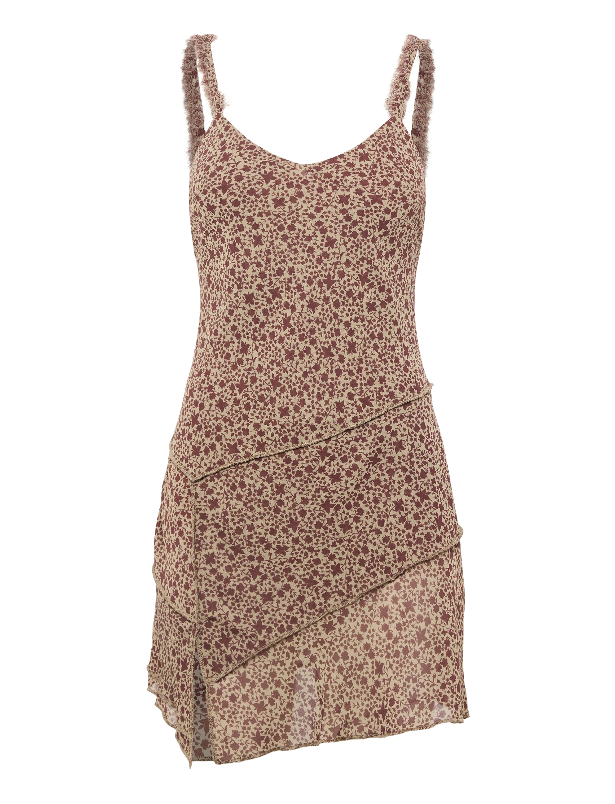 Monki Flouncy dress - Short Dresses - KHAKI GREEN DUSTY LIGHT / brown