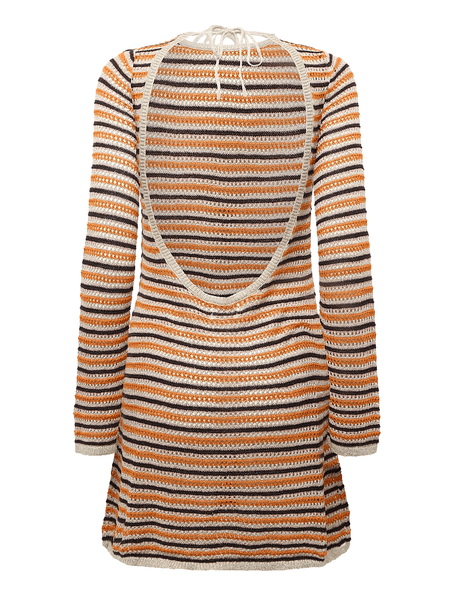 Monki - Knitted Open-Back Dress - sommerkleider - orange medium - 1