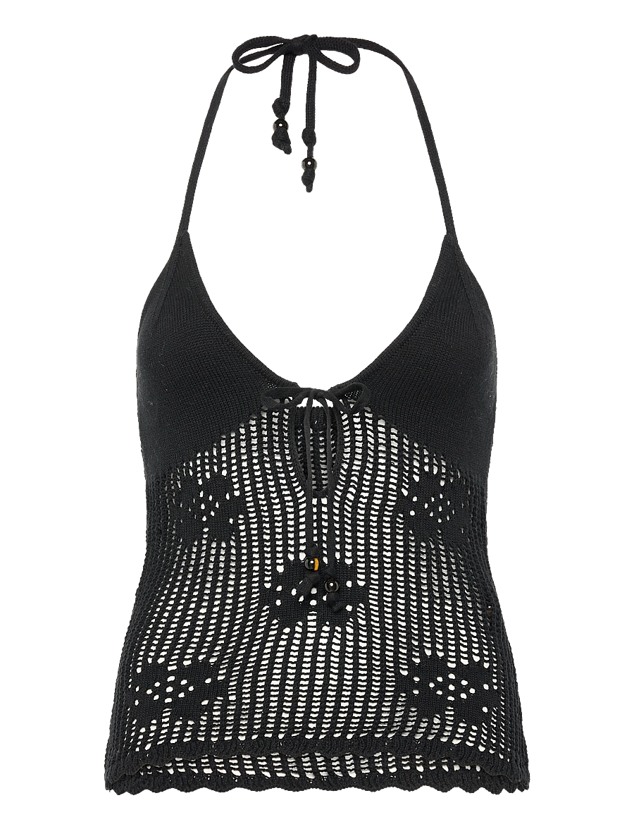 Monki - Halterneck knitted top - Ärmellose tops - black dark - 0