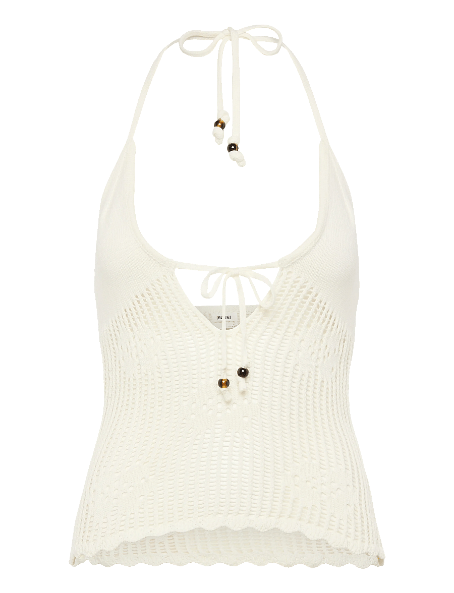 Monki - Halterneck knitted top - sleeveless tops - white dusty light - 0