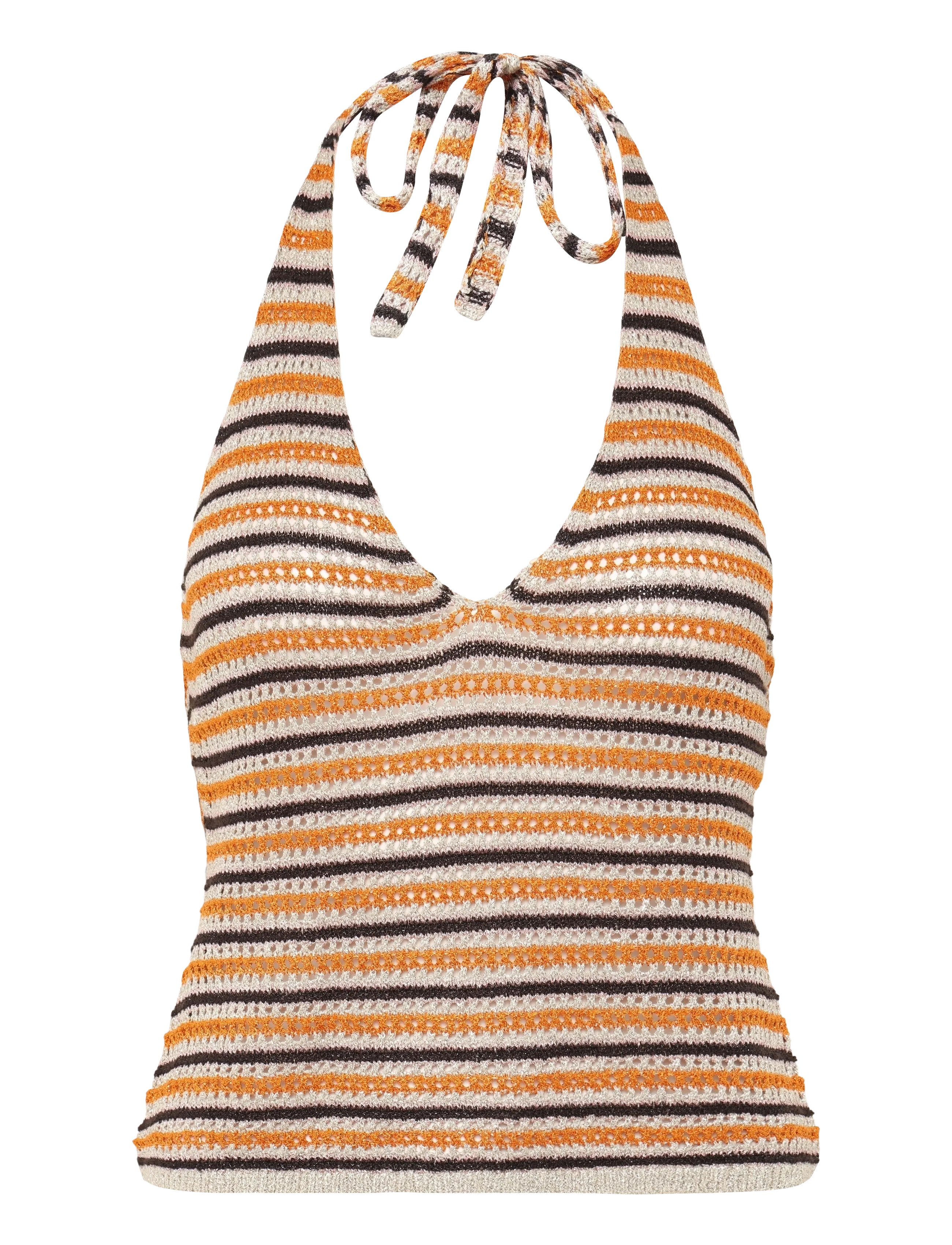 Monki Crochet Halterneck Top, Kvinder, Hæklet Halterneck Top, Orange, Str: XXS