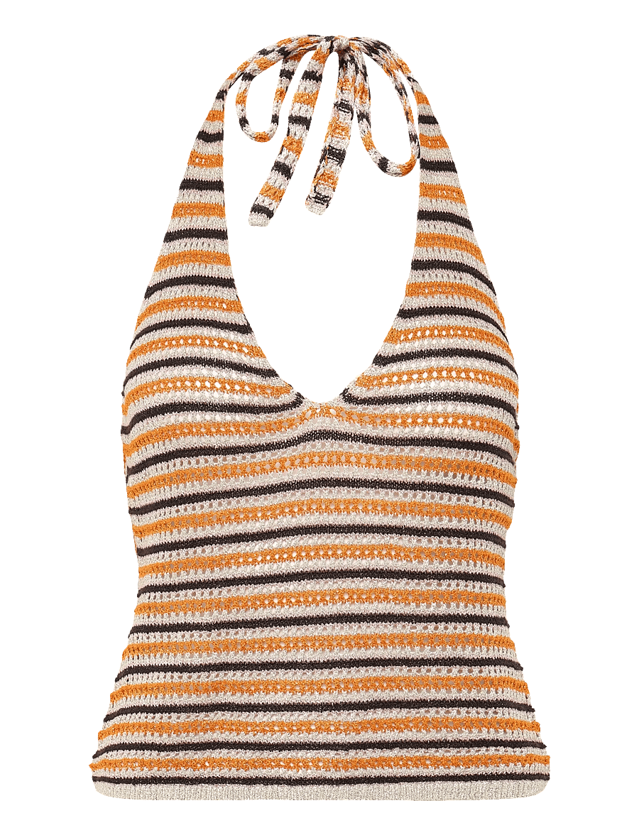 Monki - Crochet Halterneck Top - varrukateta topid - orange medium - 0