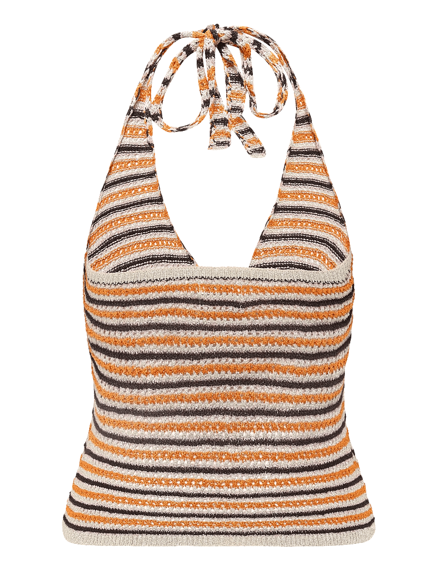 Monki - Crochet Halterneck Top - varrukateta topid - orange medium - 1