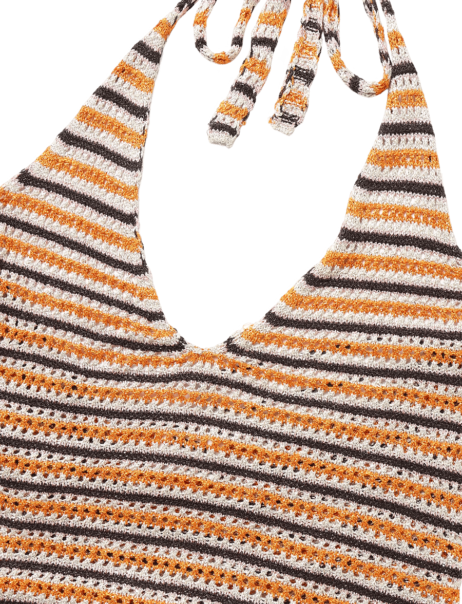 Monki - Crochet Halterneck Top - varrukateta topid - orange medium - 2