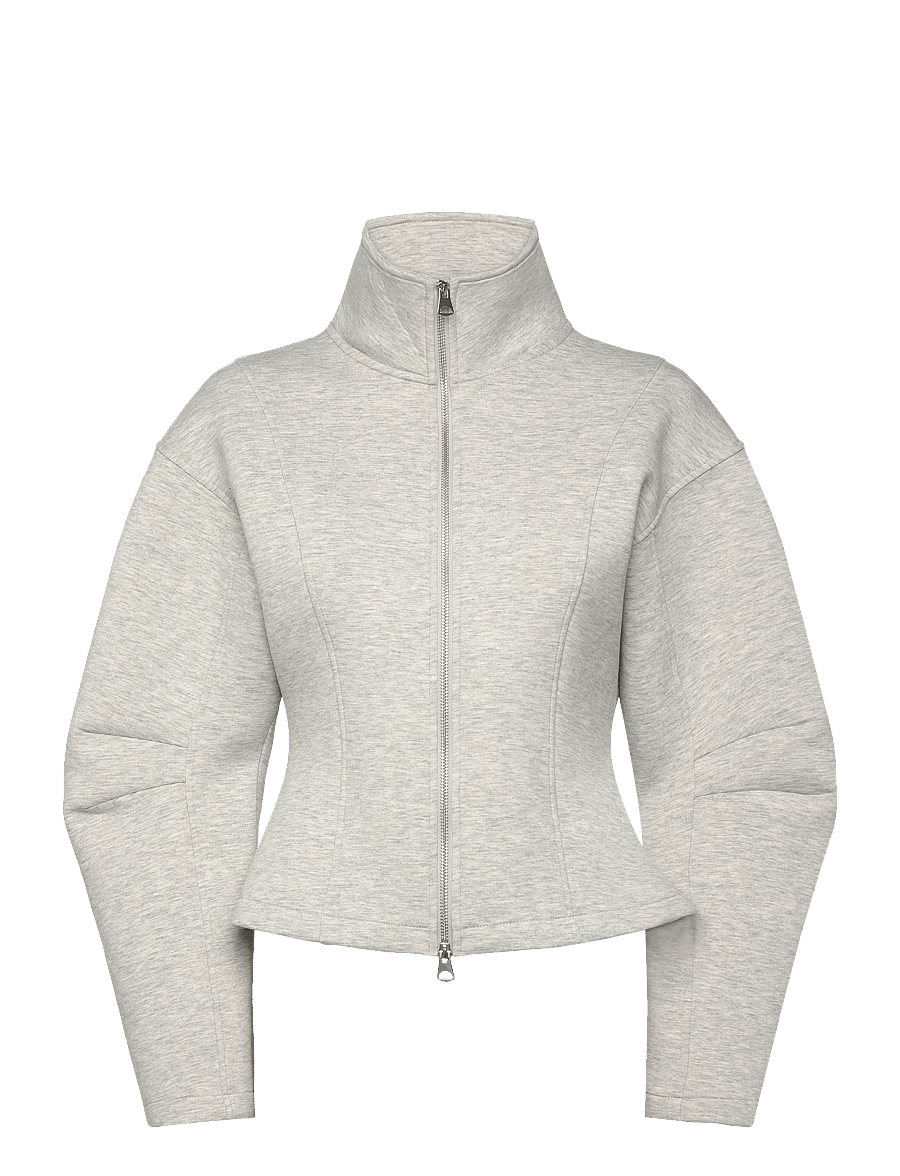 Monki - Volume scuba jacket - leichte jacken - grey melange dusty light - 1