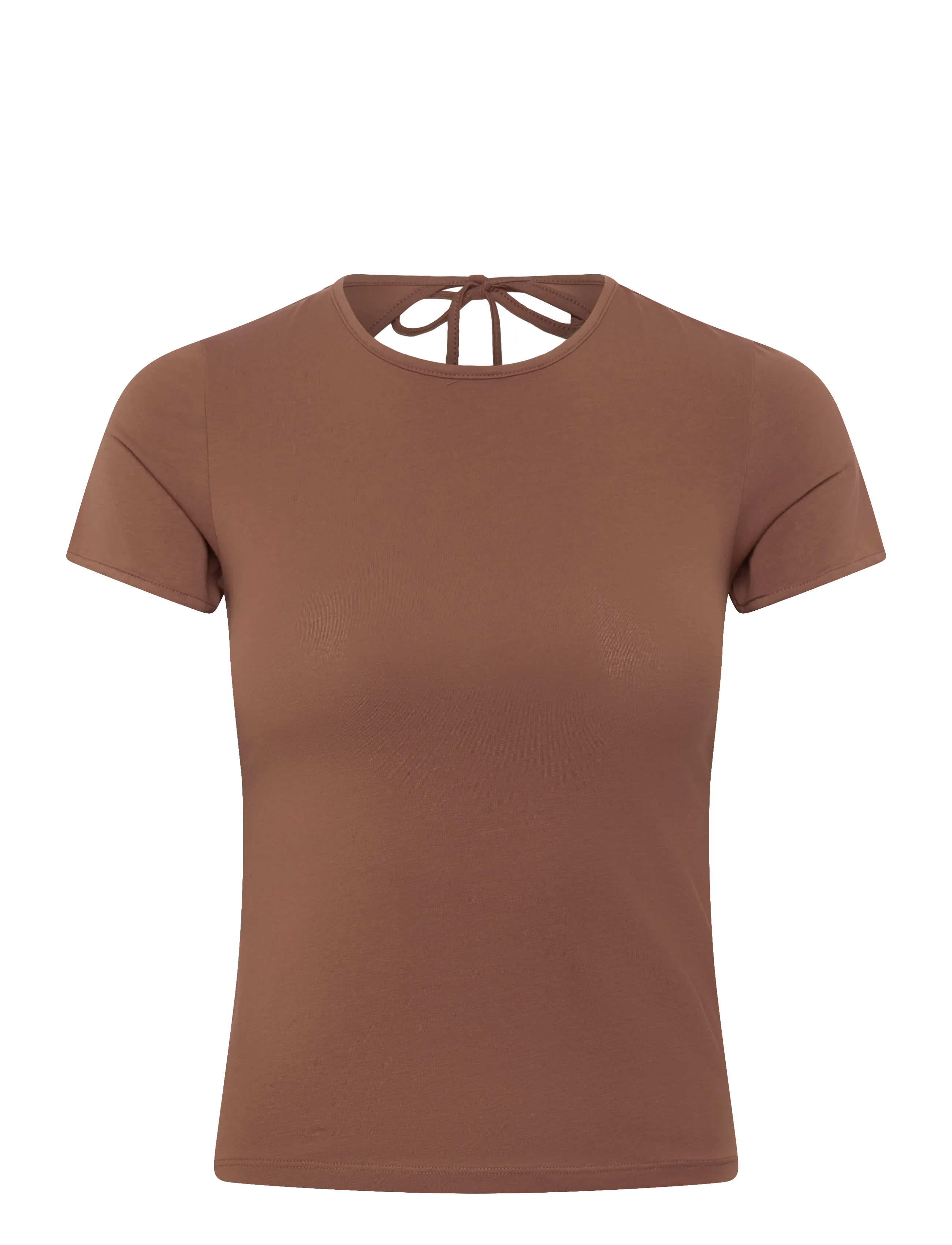 Monki Slim Short-Sleeved Open-Back Top - Kleidung - BROWN MEDIUM DUSTY / brown