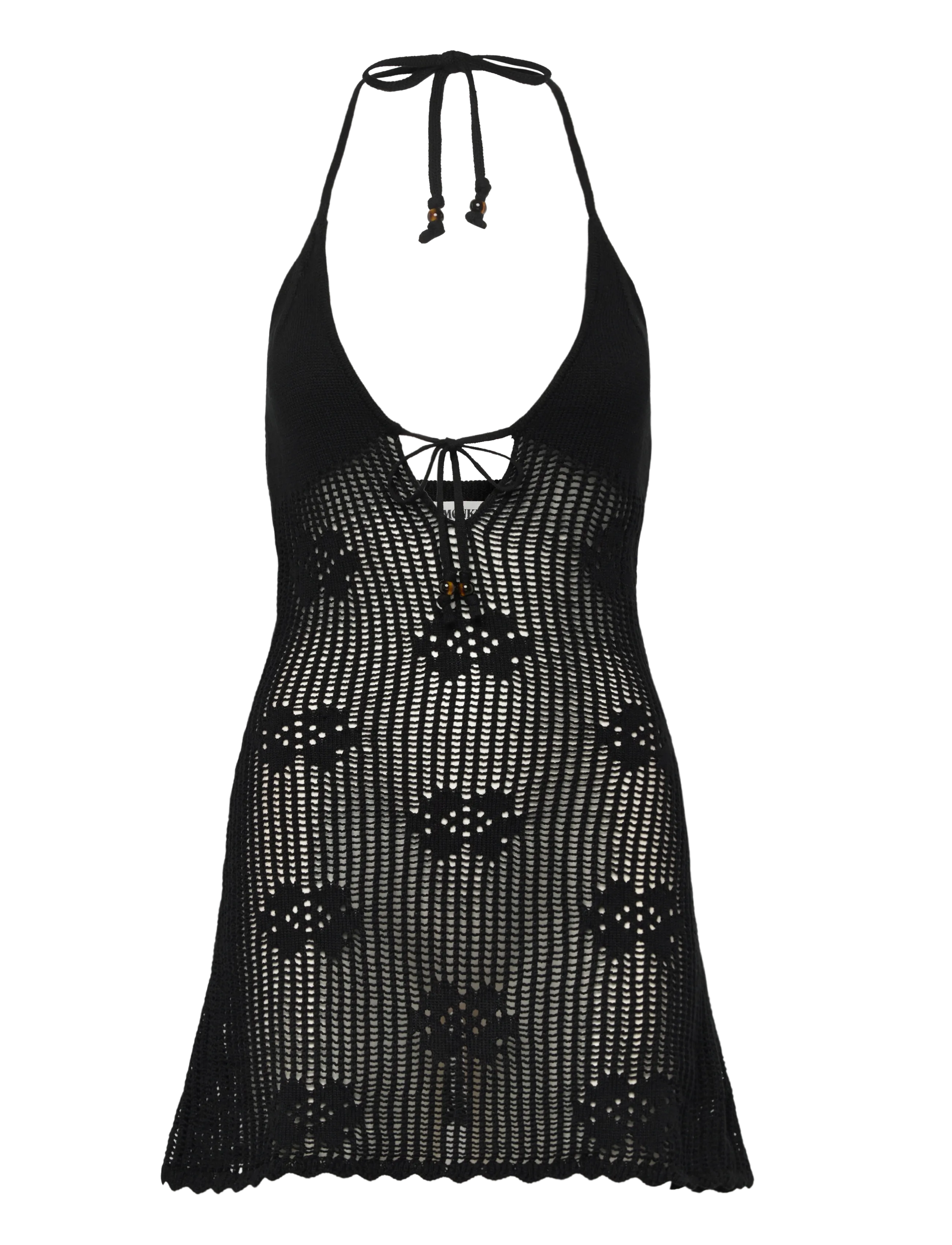 Monki Halterneck Knitted Mini Dress, Kvinder, Halterneck Strikket Minikjole, Sort, Str: L