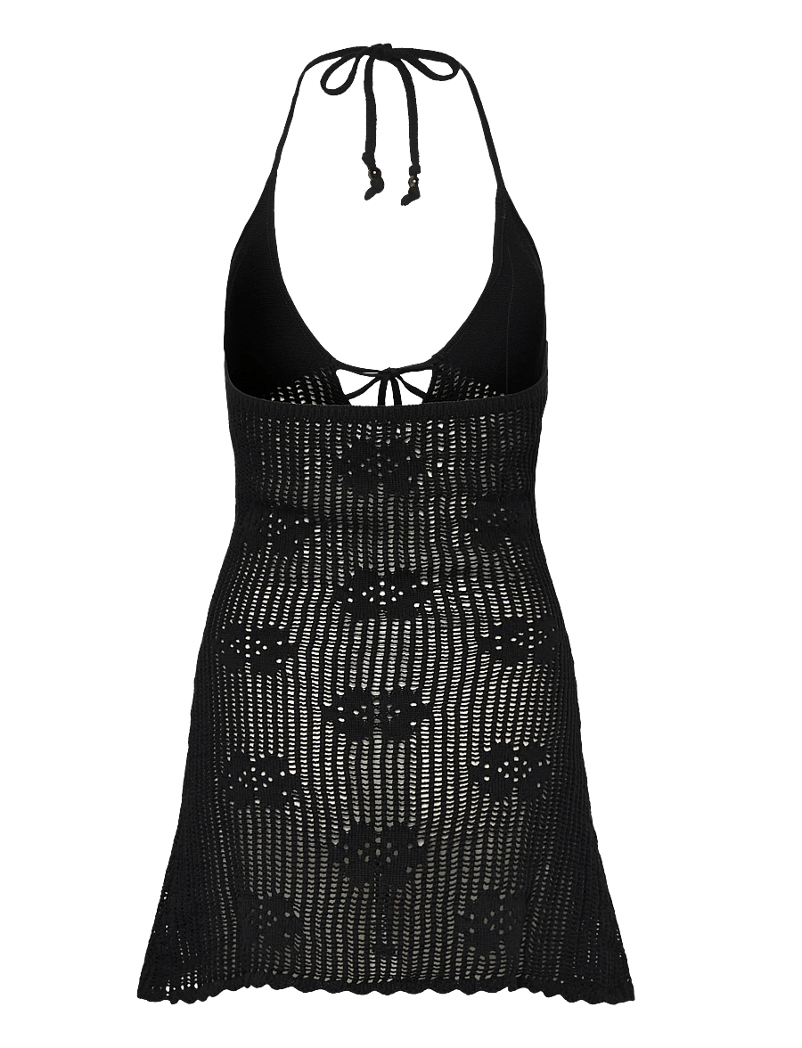 Monki - Halterneck knitted mini dress - stickade klänningar - black dark - 1