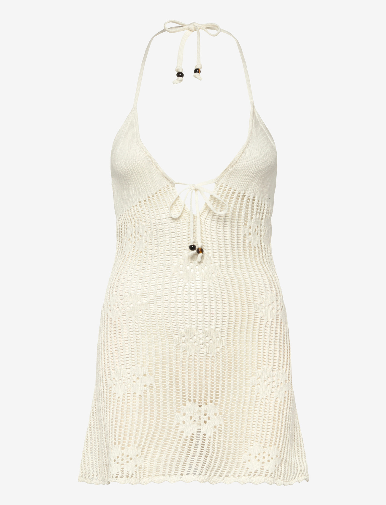 Monki - Halterneck knitted mini dress - strikkjoler - white dusty light - 0