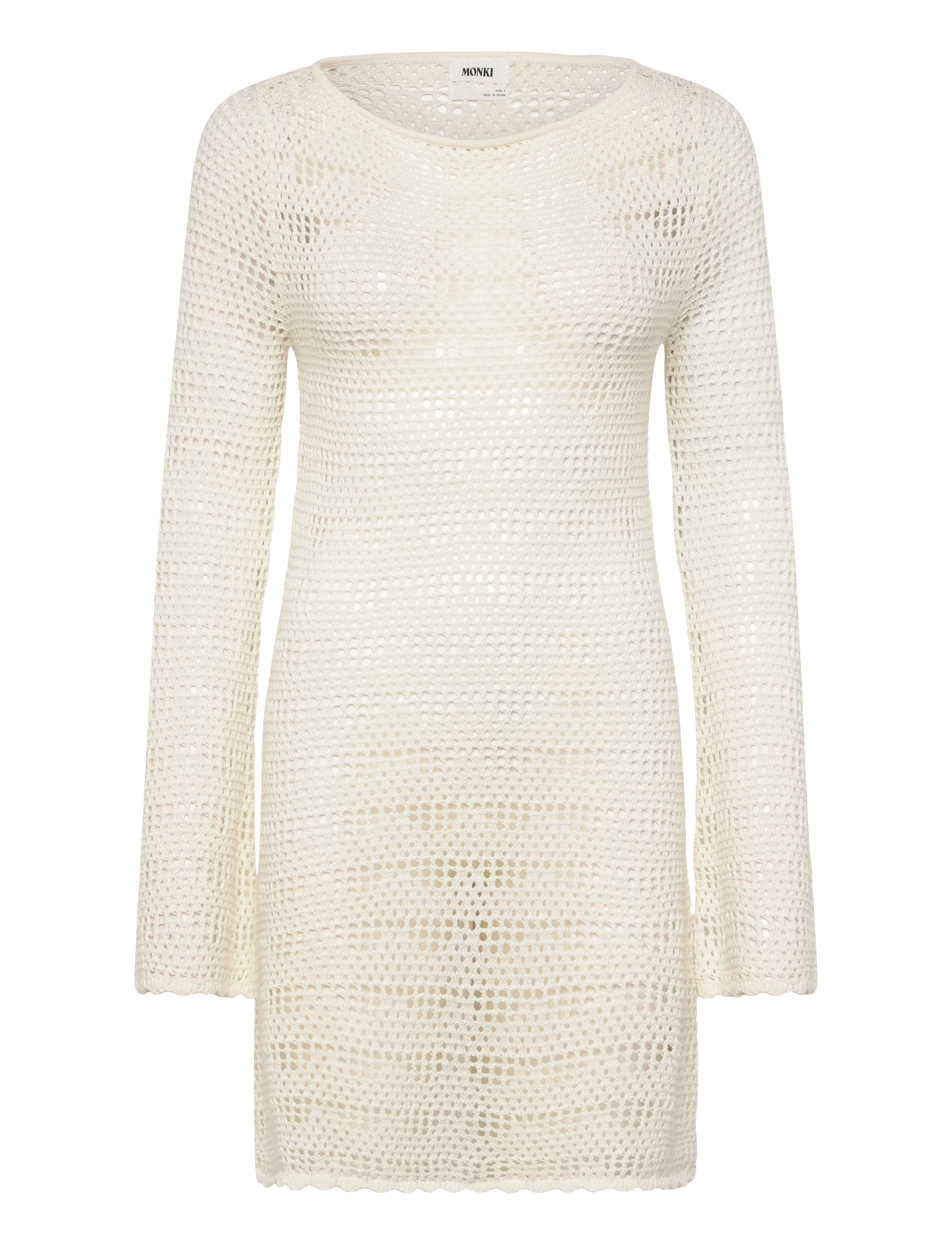 Monki Longsleeved Knitted Dress, S, Dresses, Creme - Frauen