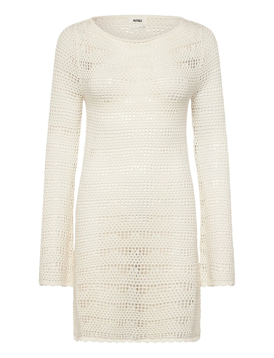Monki - Longsleeved knitted dress - knitted dresses - white dusty light - 0