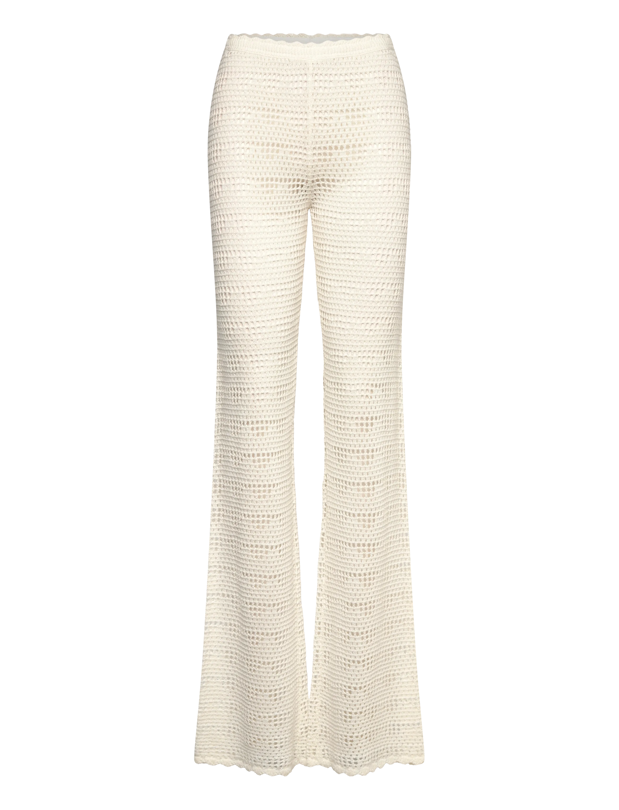 Monki Knitted Trousers, S, Creme - Flared, Frauen
