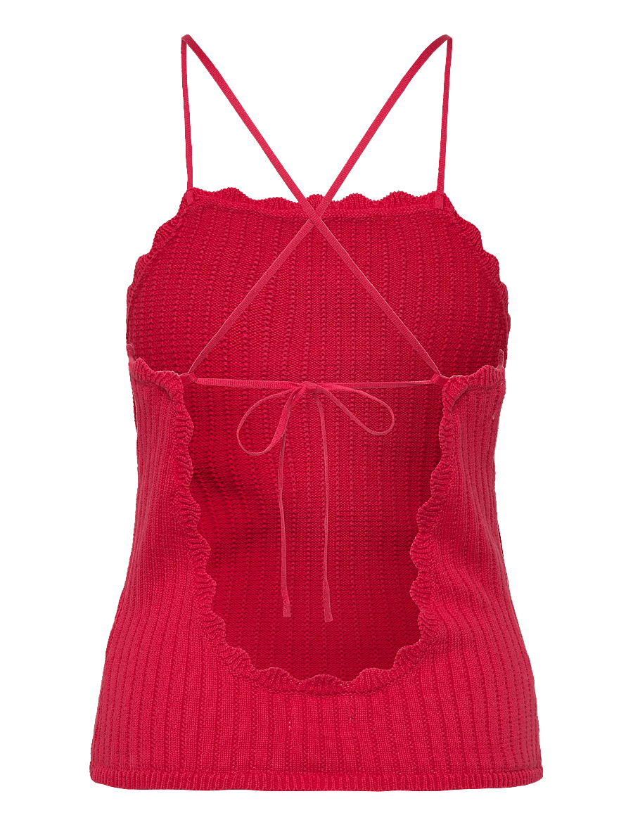Monki - Open back knitted top - varrukateta topid - red bright - 1