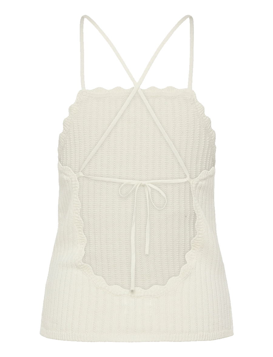 Monki - Open back knitted top - sleeveless tops - white dusty light - 1