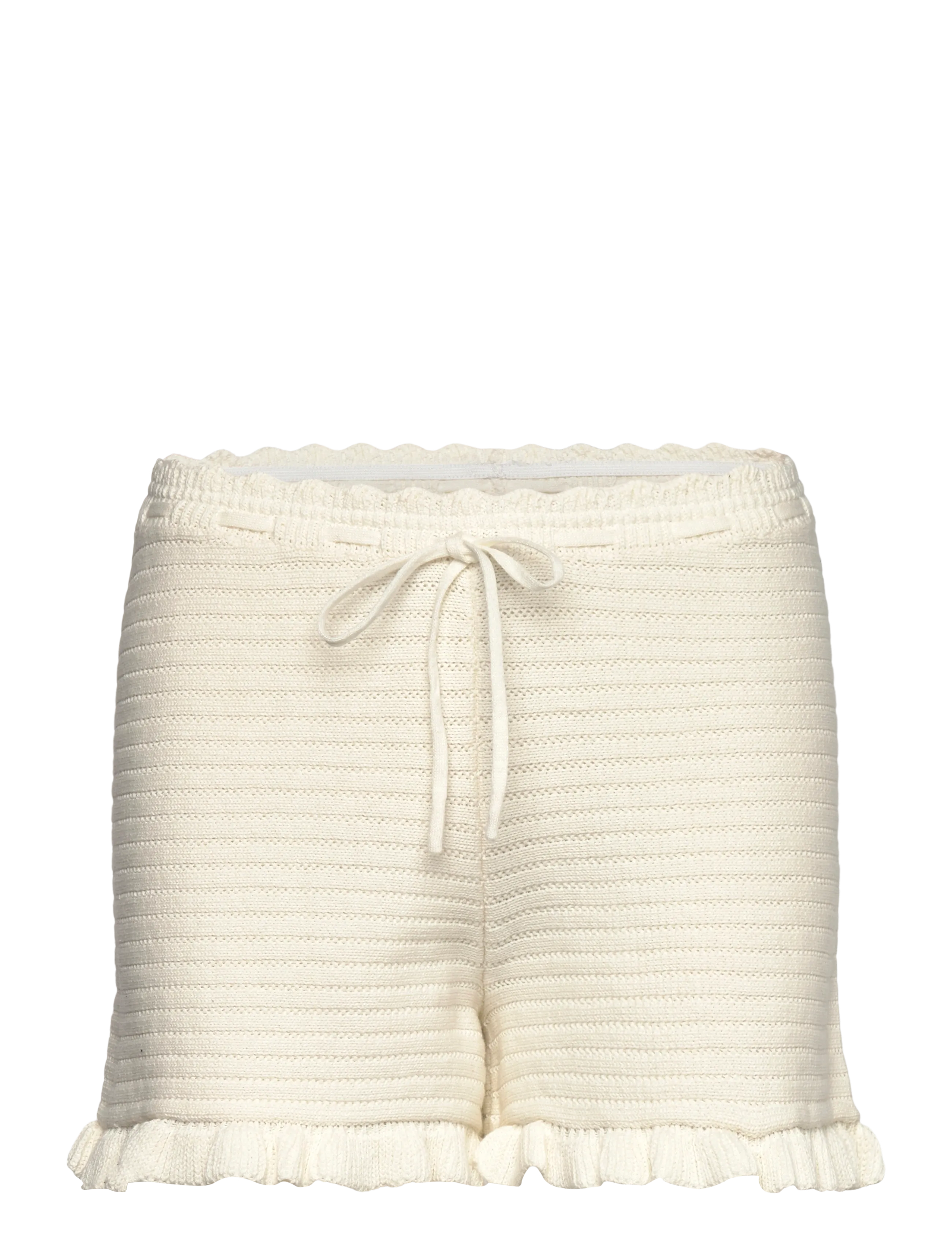 Monki Mini knitted shorts - Casual shorts - WHITE DUSTY LIGHT / cream
