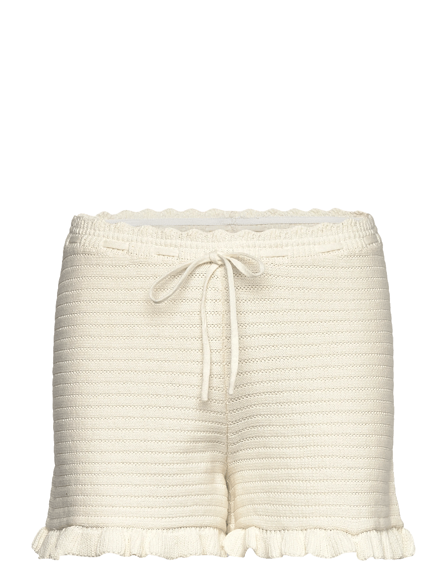 Monki - Mini knitted shorts - vabaaja lühikesed püksid - white dusty light - 0