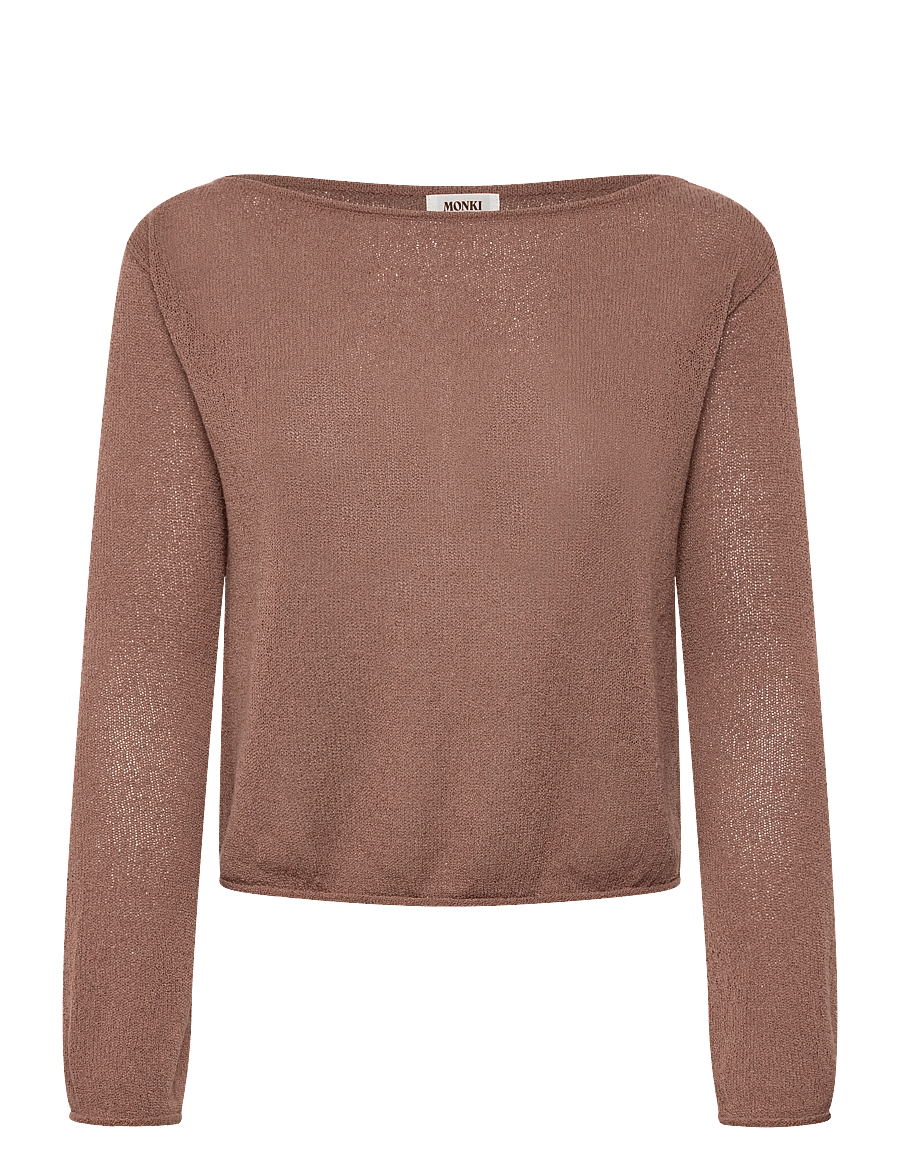Monki - Boatneck knitted sweater - striktrøjer - brown medium dusty - 0