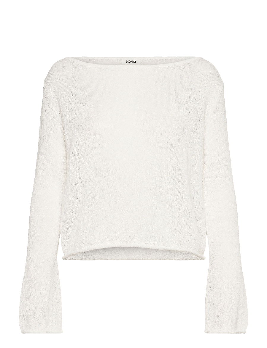 Monki - Boatneck knitted sweater - pullover - white dusty light - 0