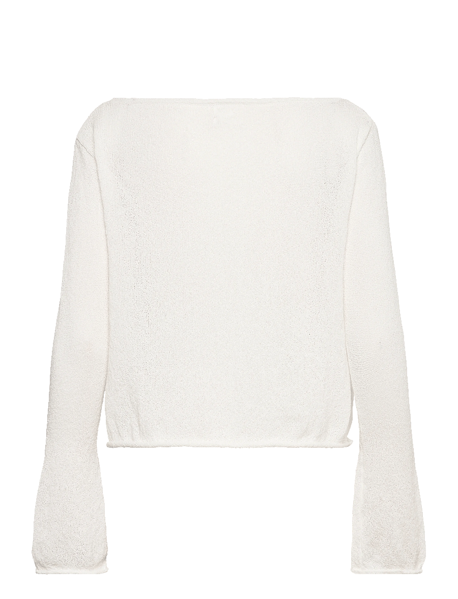 Monki - Boatneck knitted sweater - pullover - white dusty light - 1