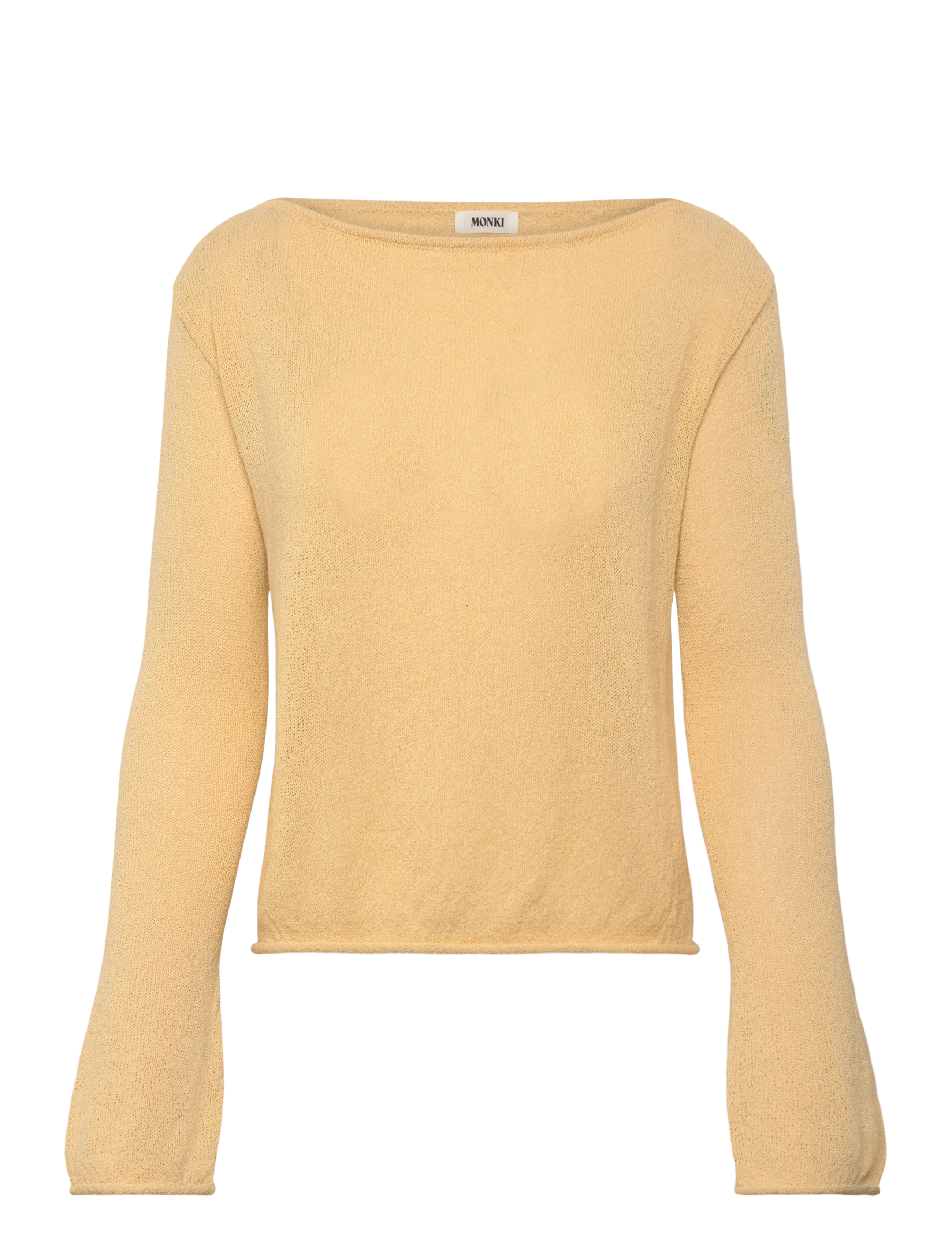 Monki Boatneck Knitted Sweater, Kvinder, Bådudskæring Strikket Sweater, Gul, Str: XS