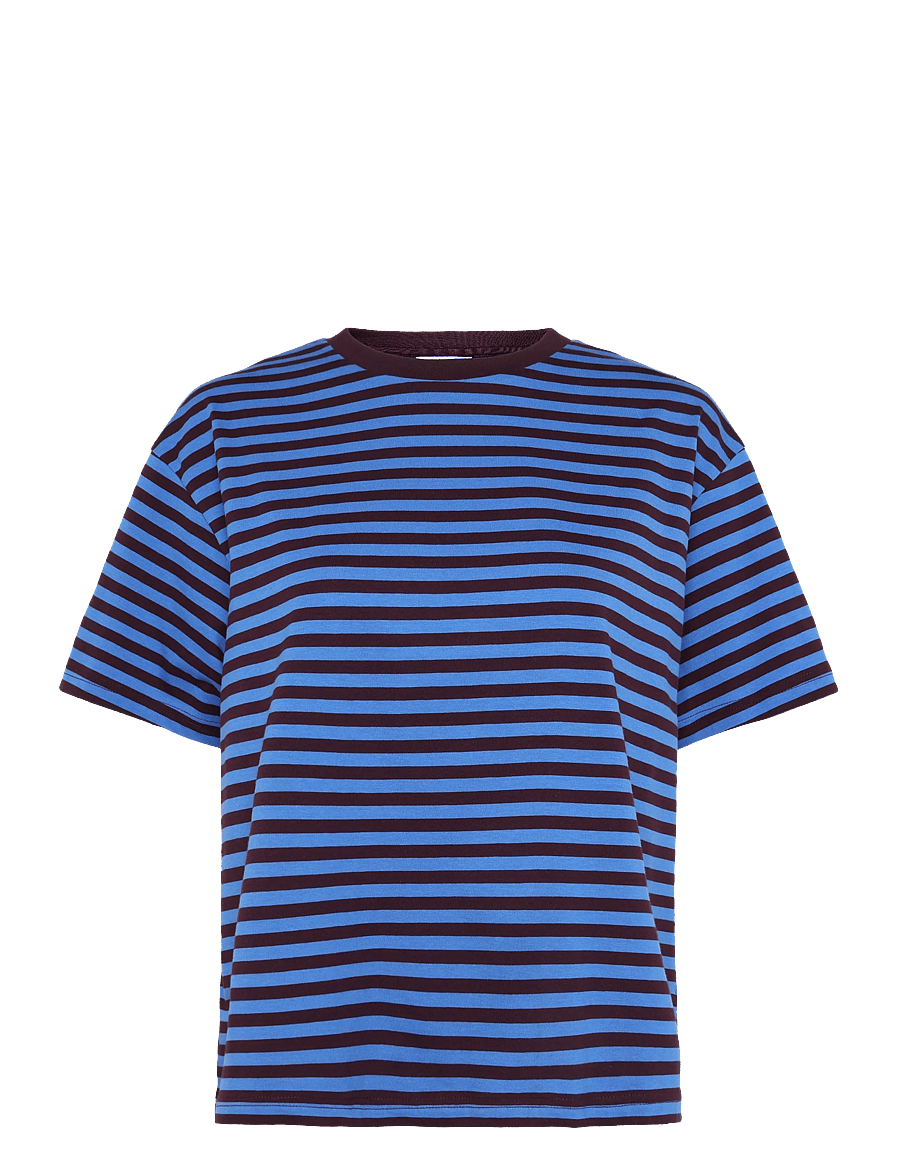 Monki - Boxy Cotton T-shirt - t-shirts - blue medium - 0