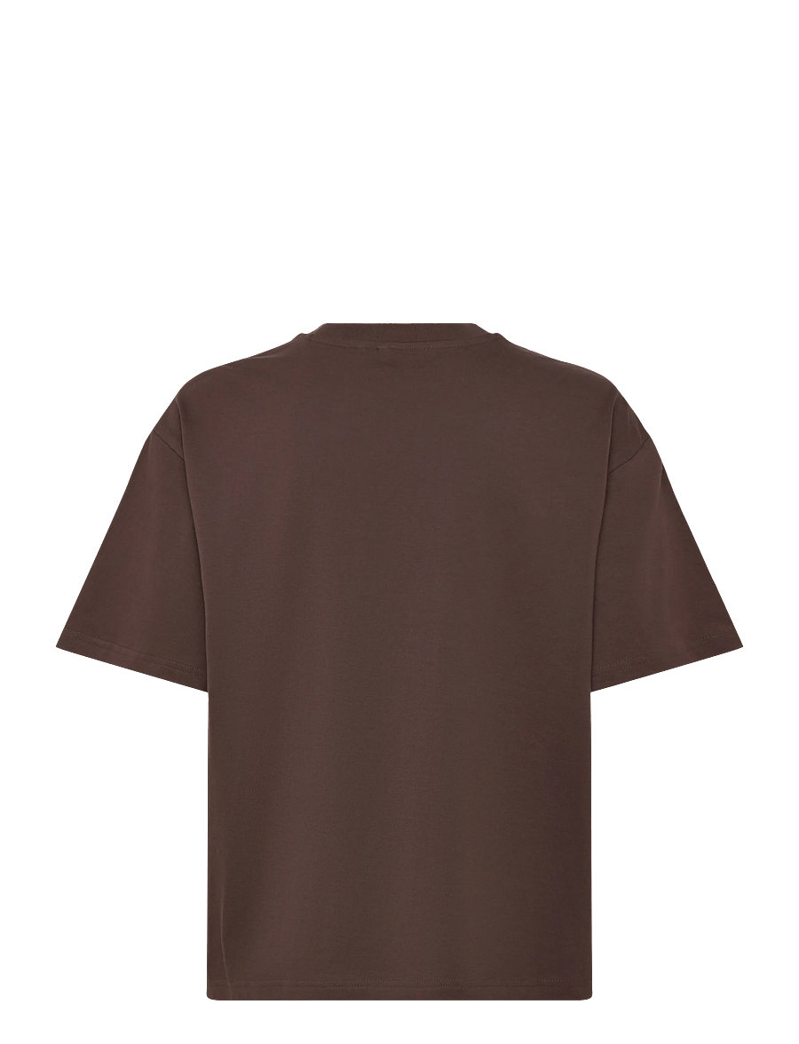 Monki - Boxy Cotton T-shirt - t-shirts - brown dark - 1