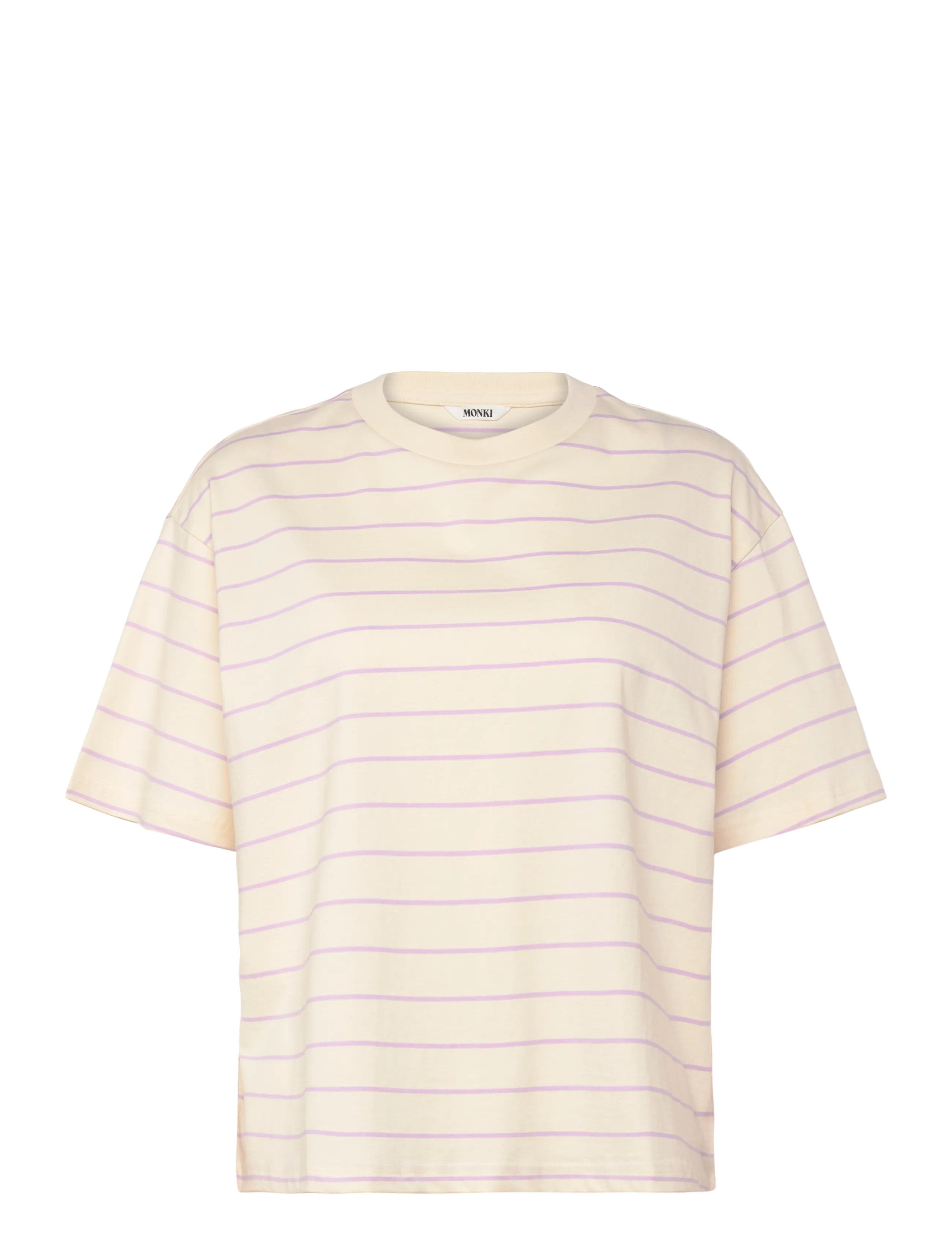 Monki Boxy Cotton T-shirt - T-shirts & Tops - LILAC PURPLE LIGHT / cream
