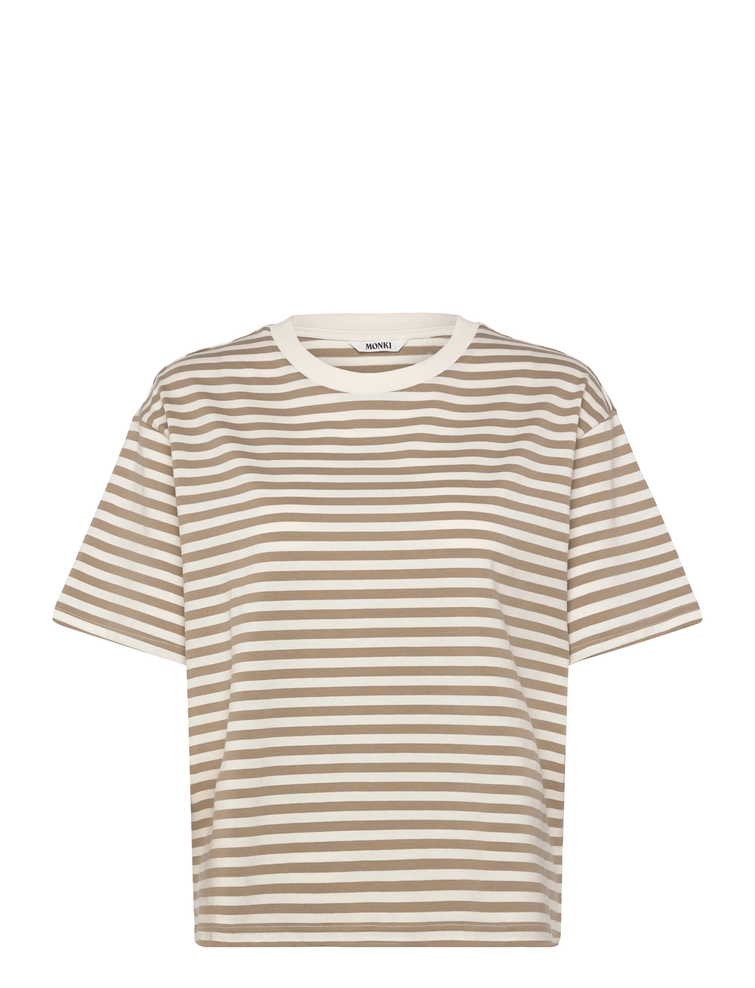 Monki Boxy Cotton T-shirt - Fatnaður - WHITE DUSTY LIGHT / beige