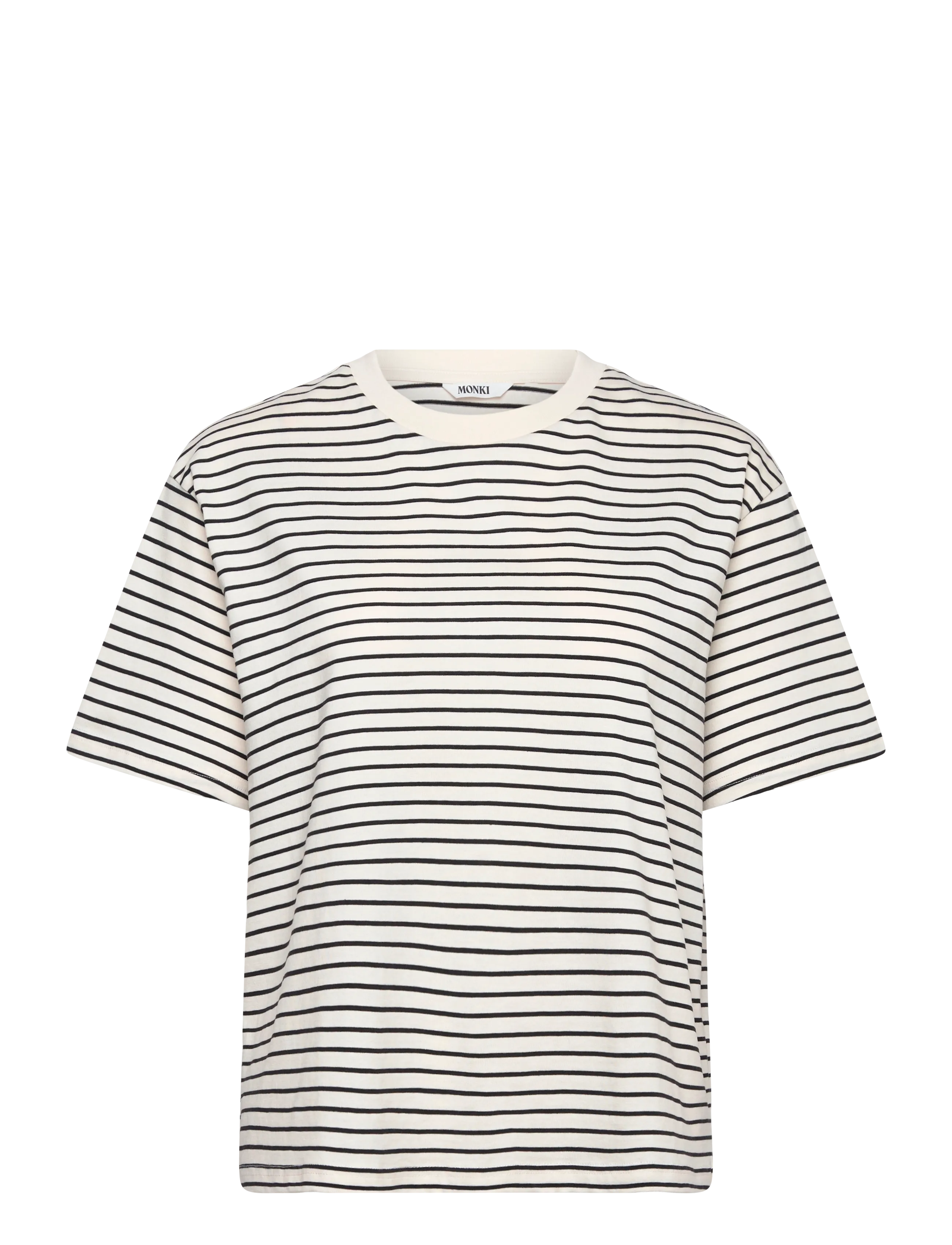 Monki Boxy Cotton T-shirt - T-shirts - WHITE LIGHT/BLACK / white