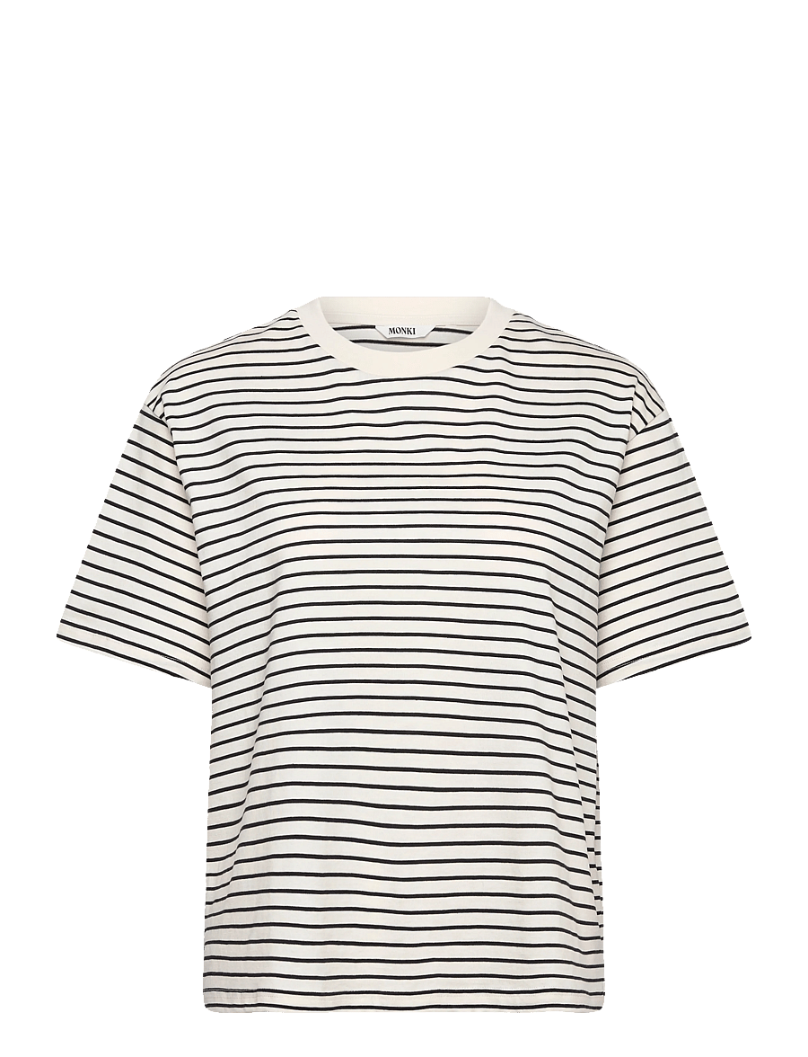 Monki - Boxy Cotton T-shirt - t-shirts - white light/black - 0
