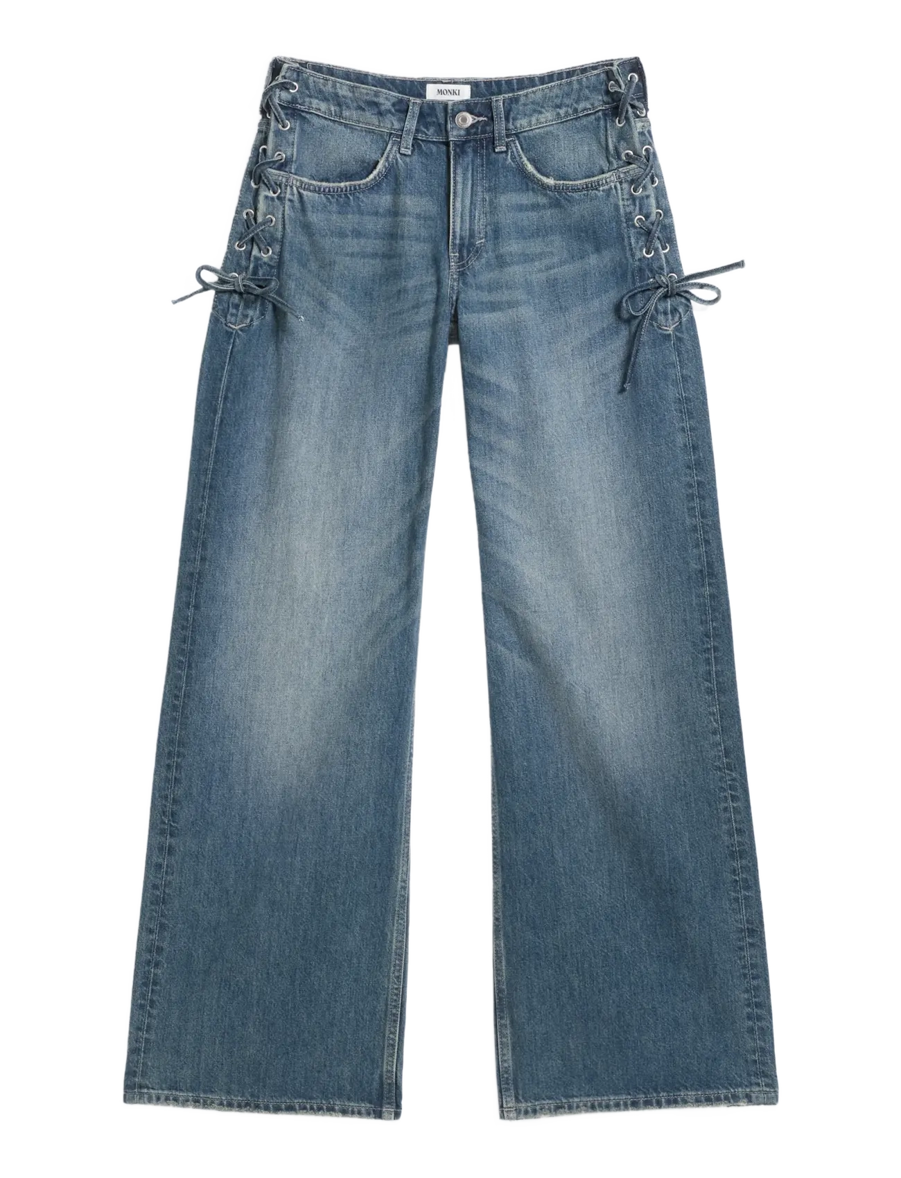 Monki - Lace up jeans - denim blue medium - 1