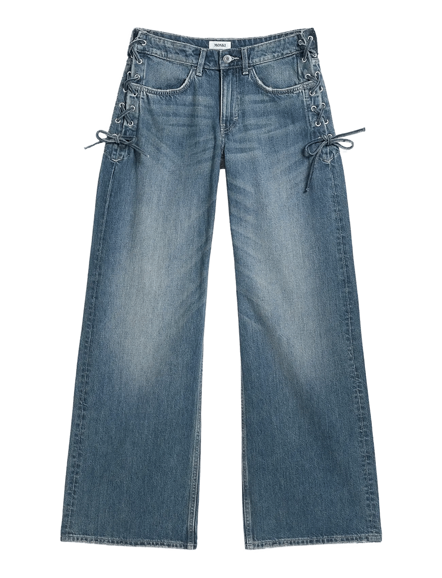 Monki - Lace up jeans - vida jeans - denim blue medium - 1
